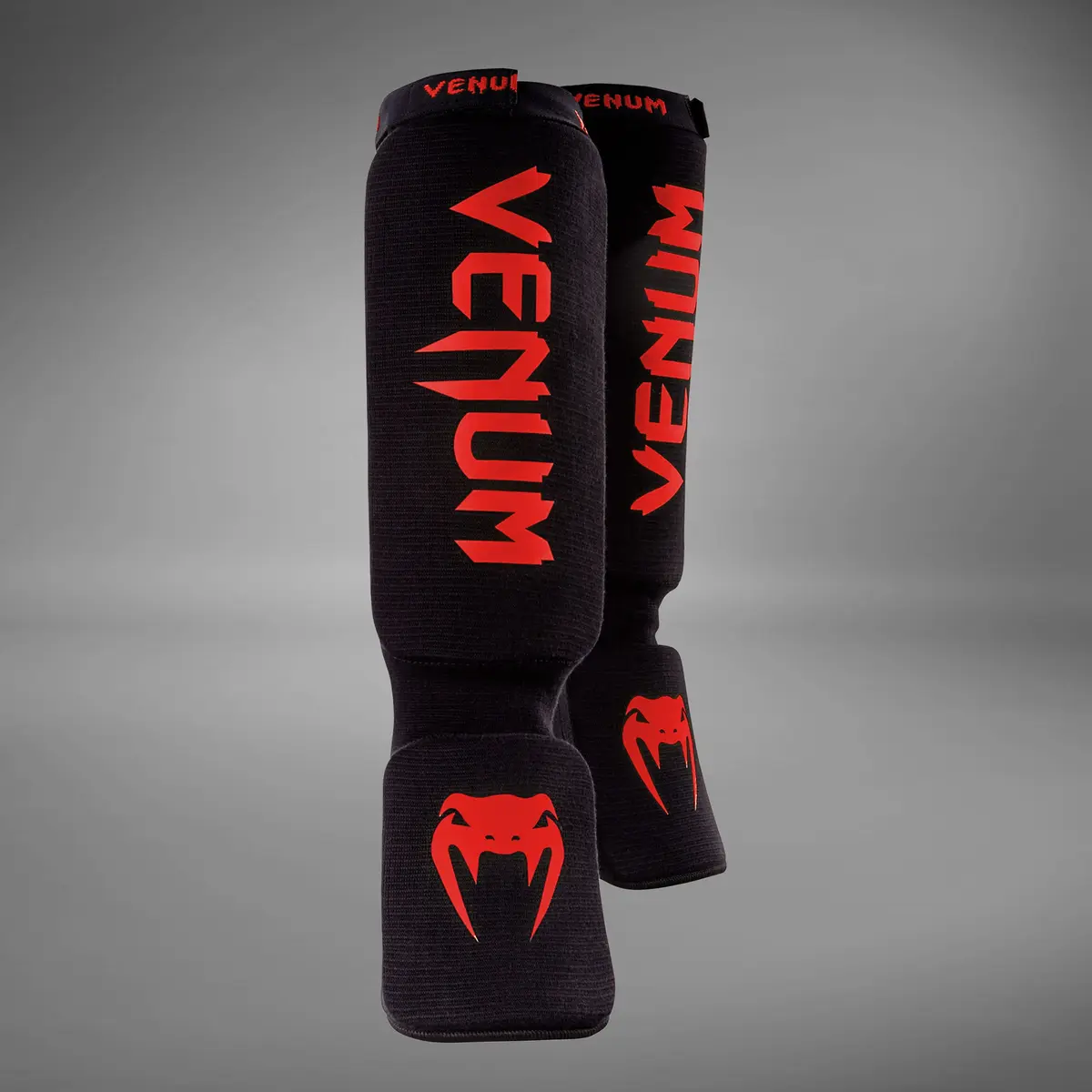 Venum Kontact Shin Guards - Black/Red, преден изглед, ляв протектор