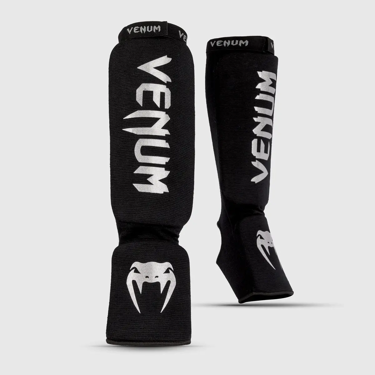 Venum Kontact Shin Guards - Black/Silver преден изглед