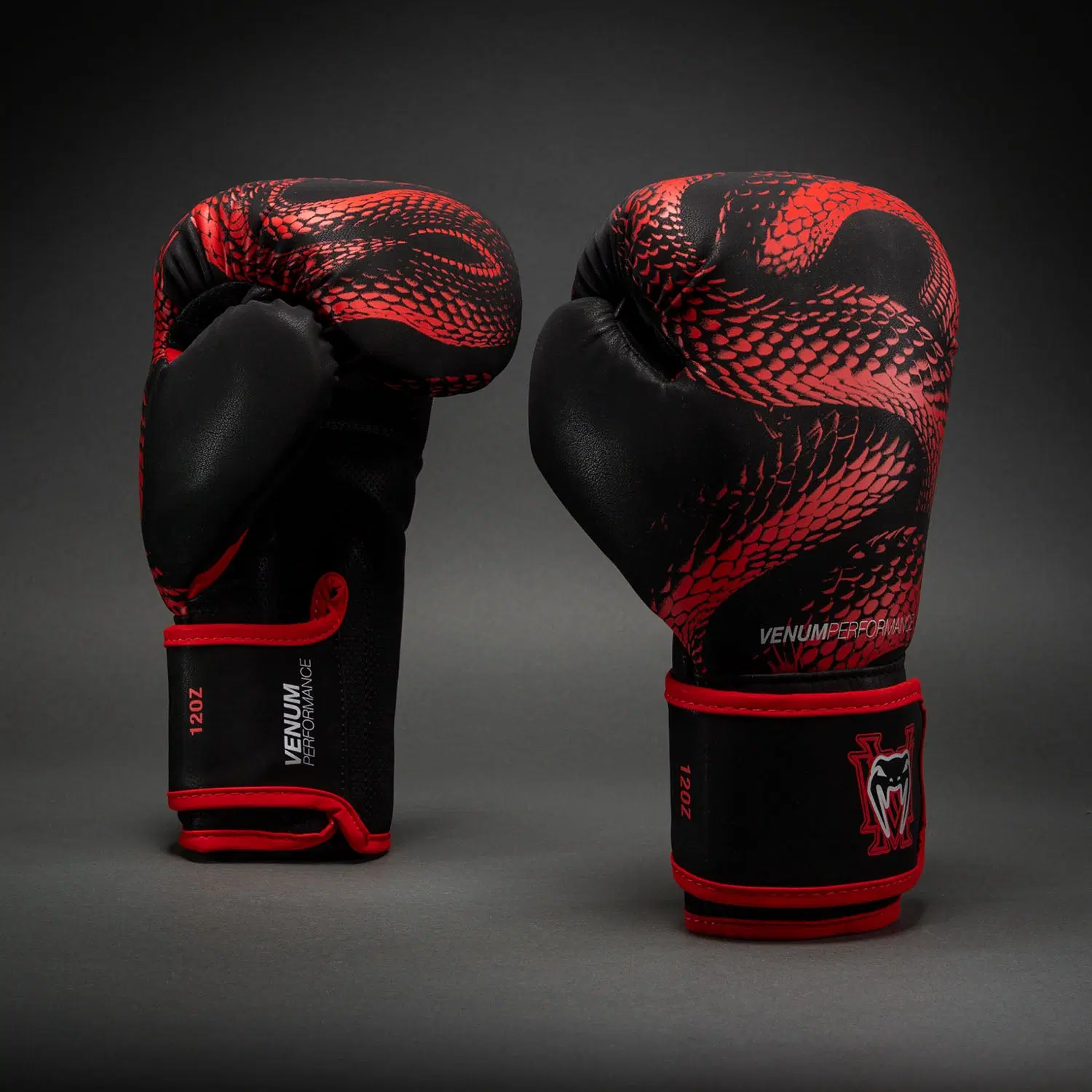 Venum Matupa Boxing Gloves - Black/Red/Silver, преден изглед на чифт ръкавици