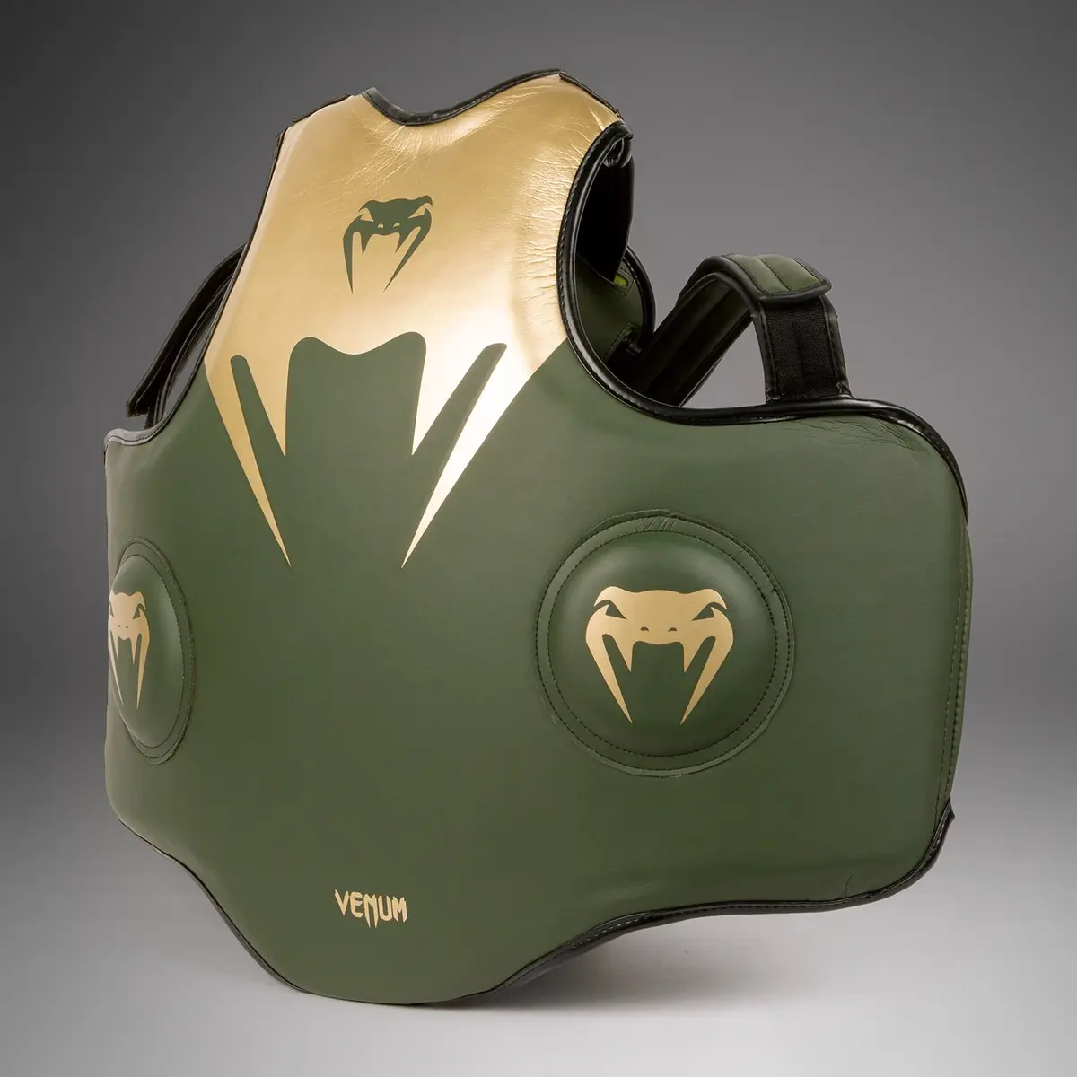 Venum Pro Boxing Body Protector - Khaki/Gold страничен изглед