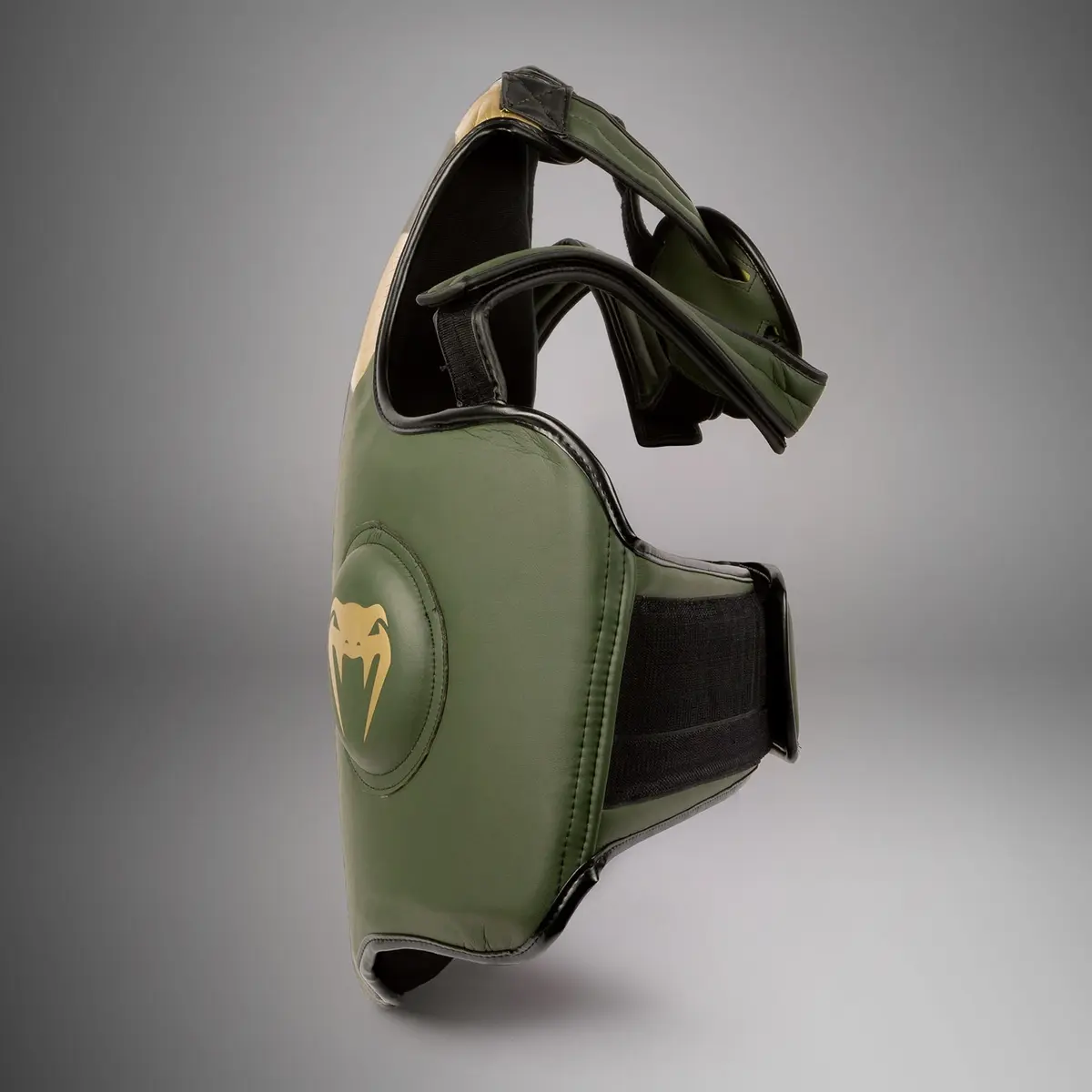 Venum Pro Boxing Body Protector - Khaki/Gold страничен изглед отпред