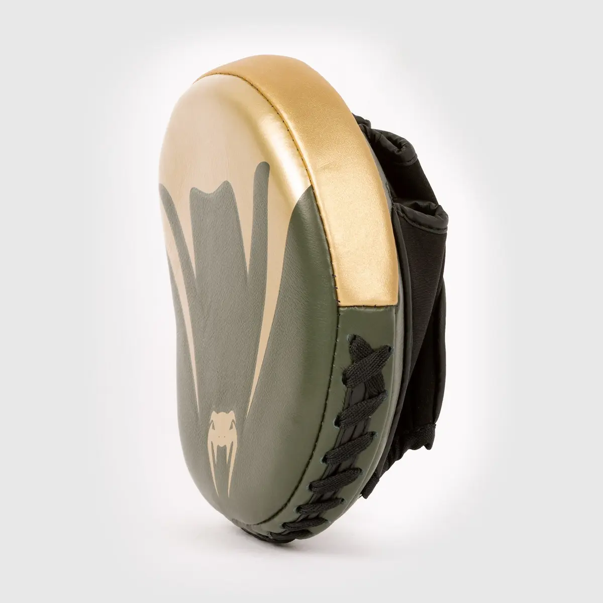Venum Pro Boxing Mini Curved Punch Mitts (Pair) - Khaki/Gold, преден изглед странично