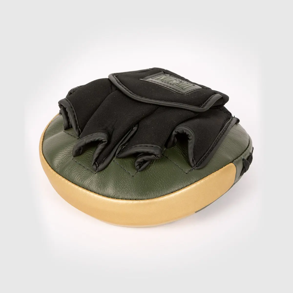 Venum Pro Boxing Mini Curved Punch Mitts (Pair) - Khaki/Gold, долна част с ръкавици