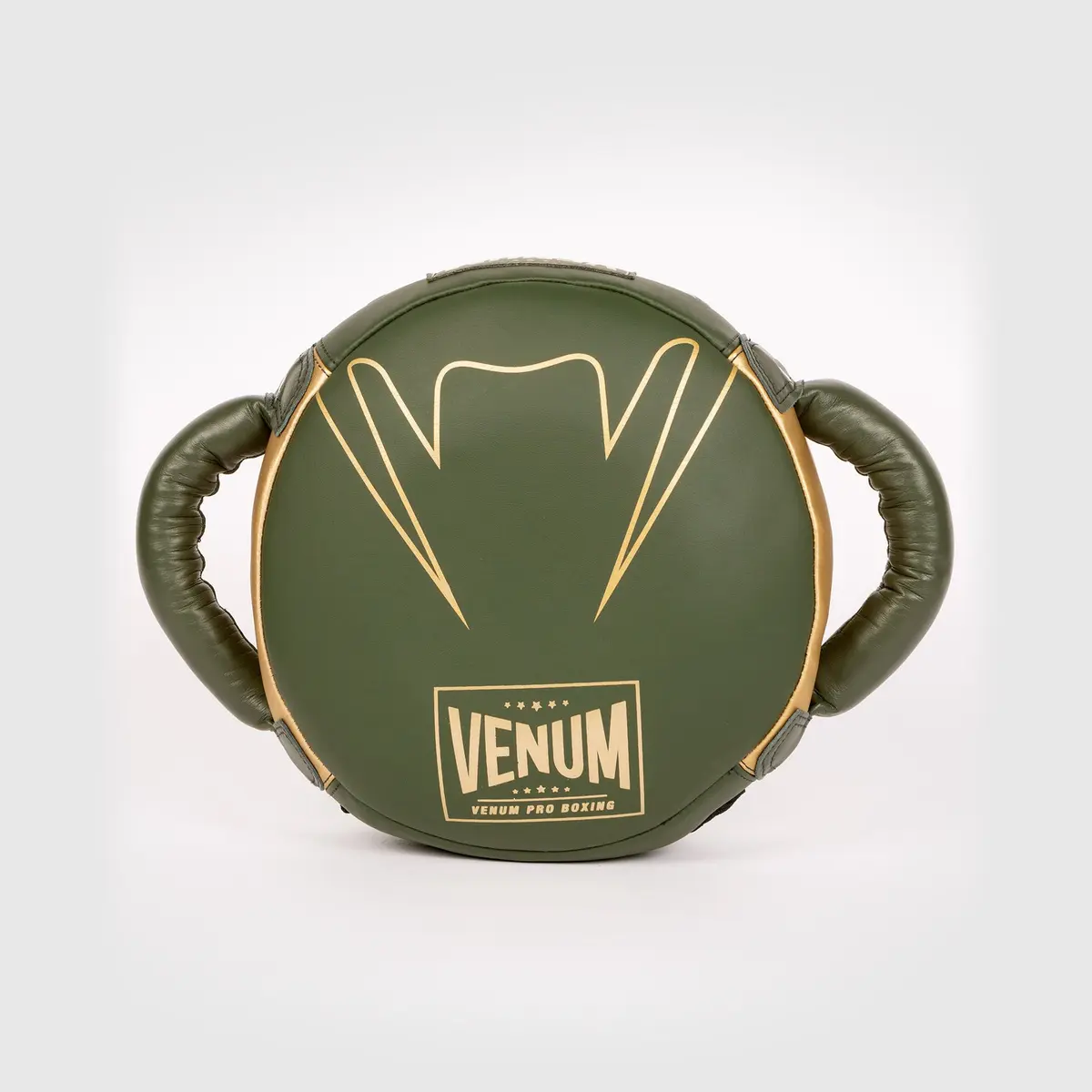 Venum Pro Boxing Mini Round Punch Shield Khaki/Gold преден изглед с лого