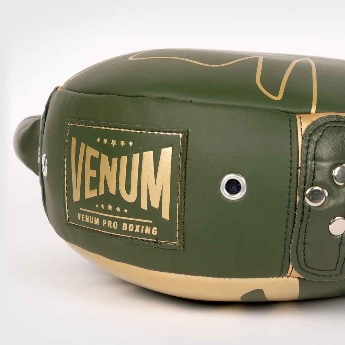 Venum Pro Boxing Mini Round Punch Shield Khaki/Gold детайл с лого