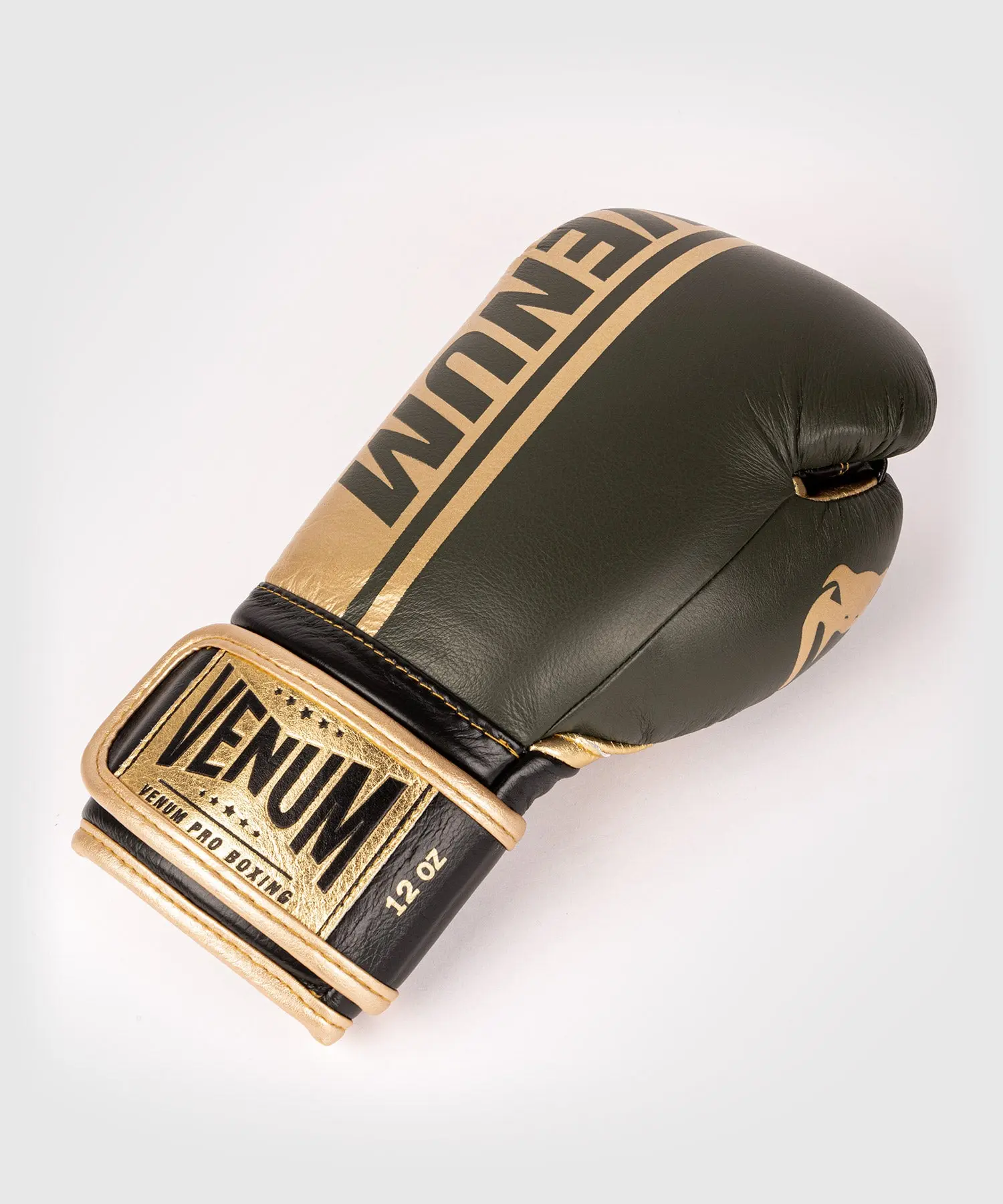 Venum Shield Pro Boxing Gloves Velcro - Khaki/Gold изглед отстрани