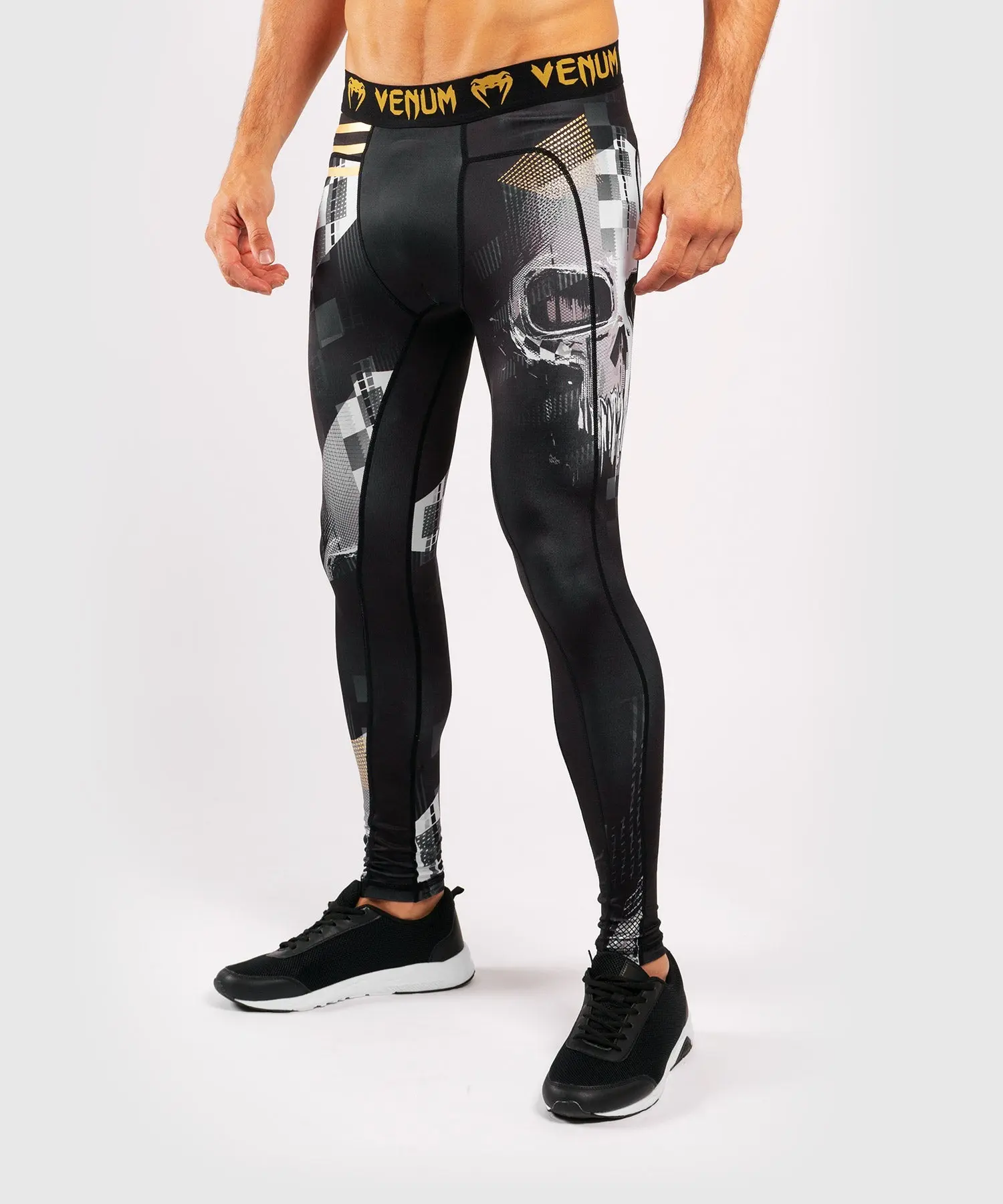Venum Дълъг Клин - Venum Skull Tights - Black, мъжки изглед отстрани