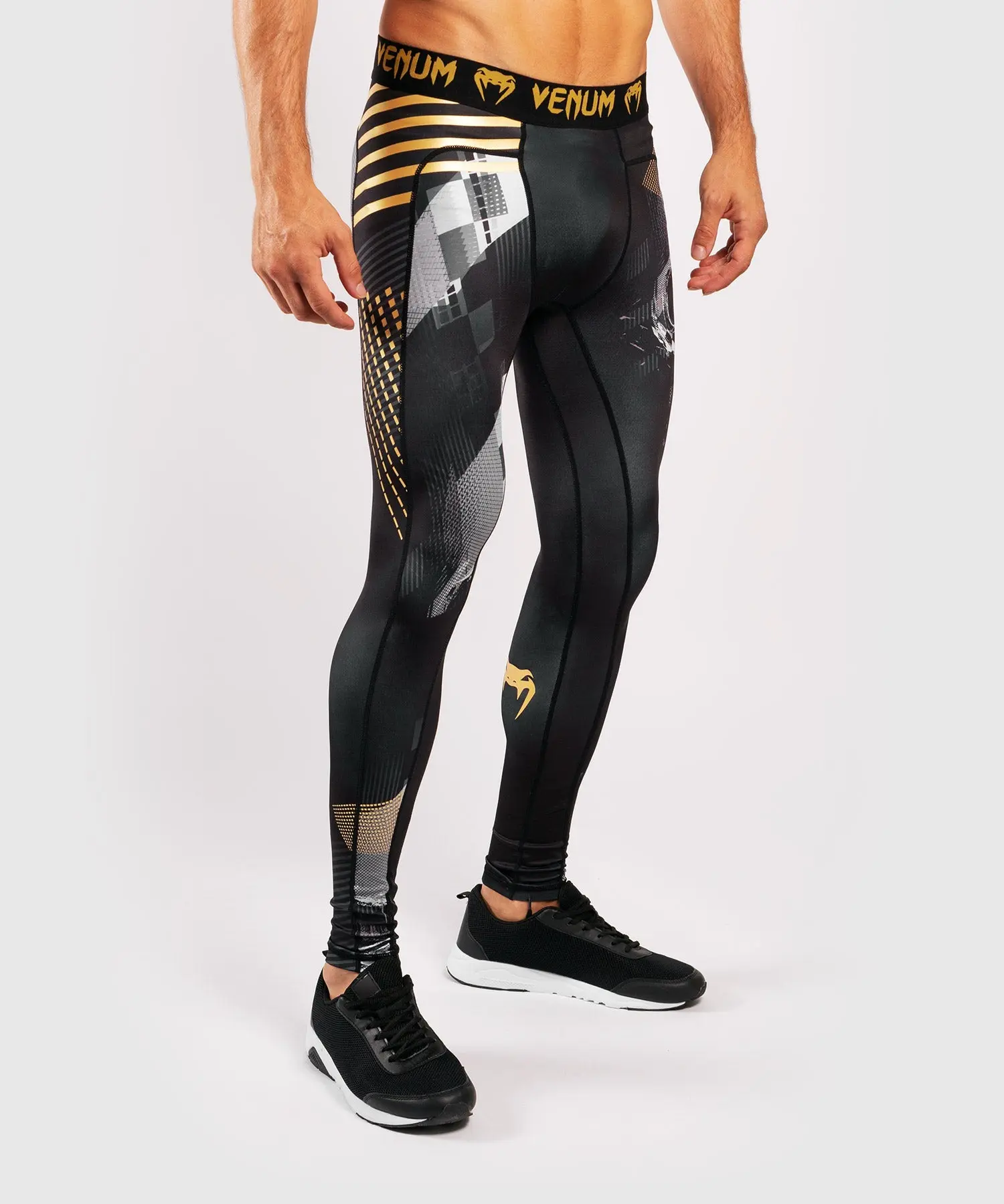 Venum Дълъг Клин - Venum Skull Tights - Black, мъжки детайлен изглед отстрани
