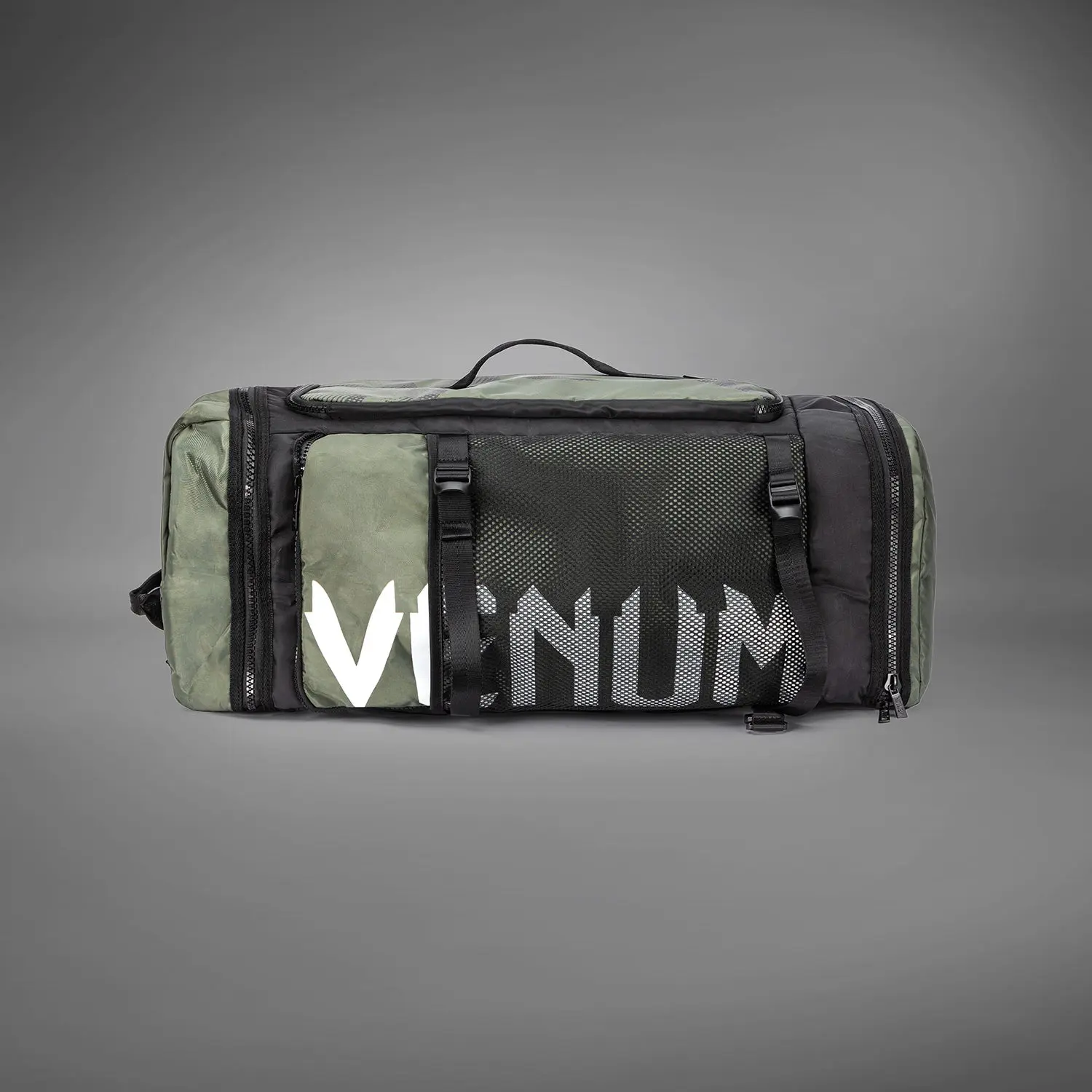 Venum Trainer Hybrid sports bag - Army Green, страничен изглед с лого Venum
