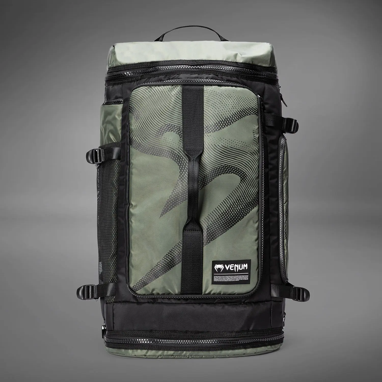 Venum Trainer Hybrid sports bag - Army Green, изглед отпред с детайли