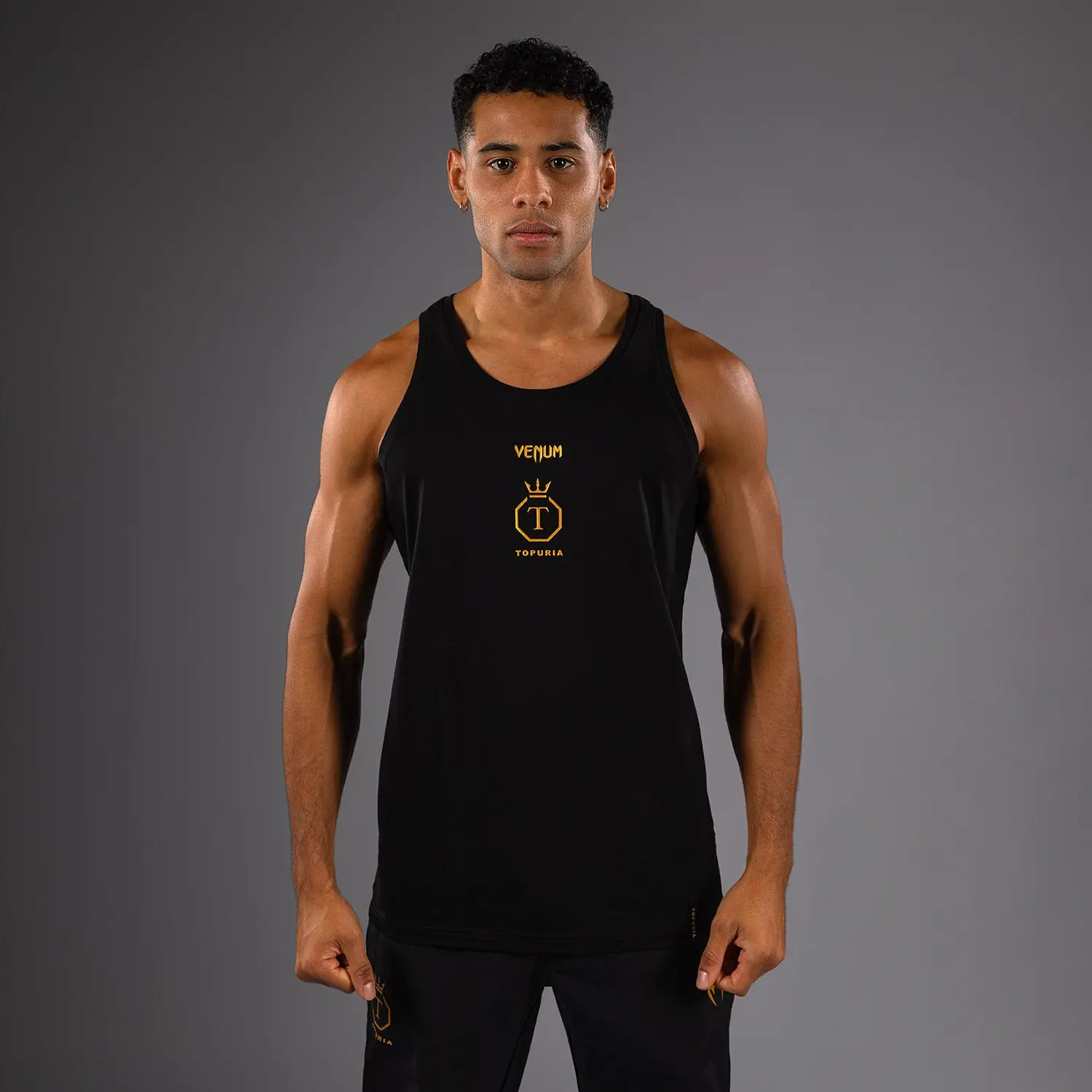 Потник - Venum x Ilia Topuria Unmatched Tank Top - Black/Gold, преден изглед на модел