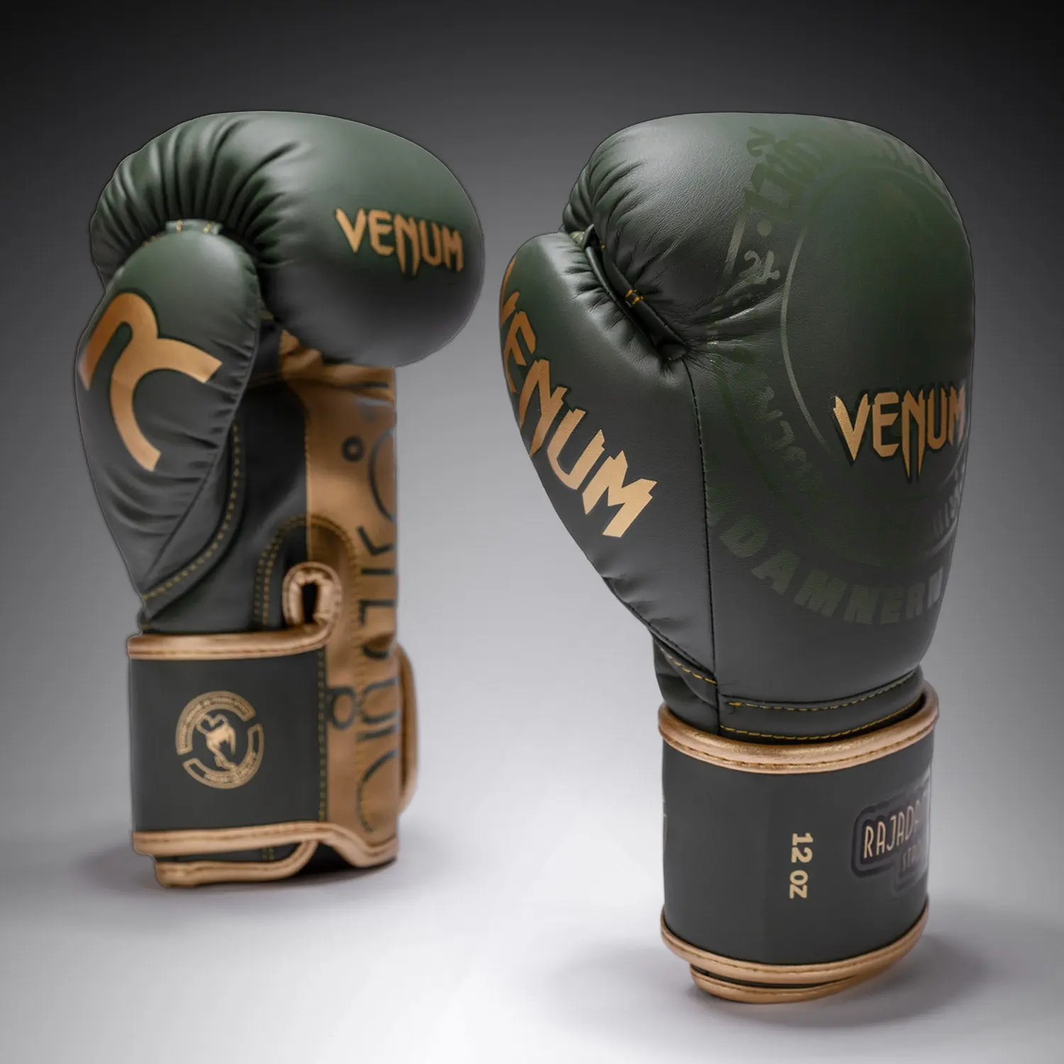 Venum x Rajadamnern Boxing Gloves - Military Green страничен изглед