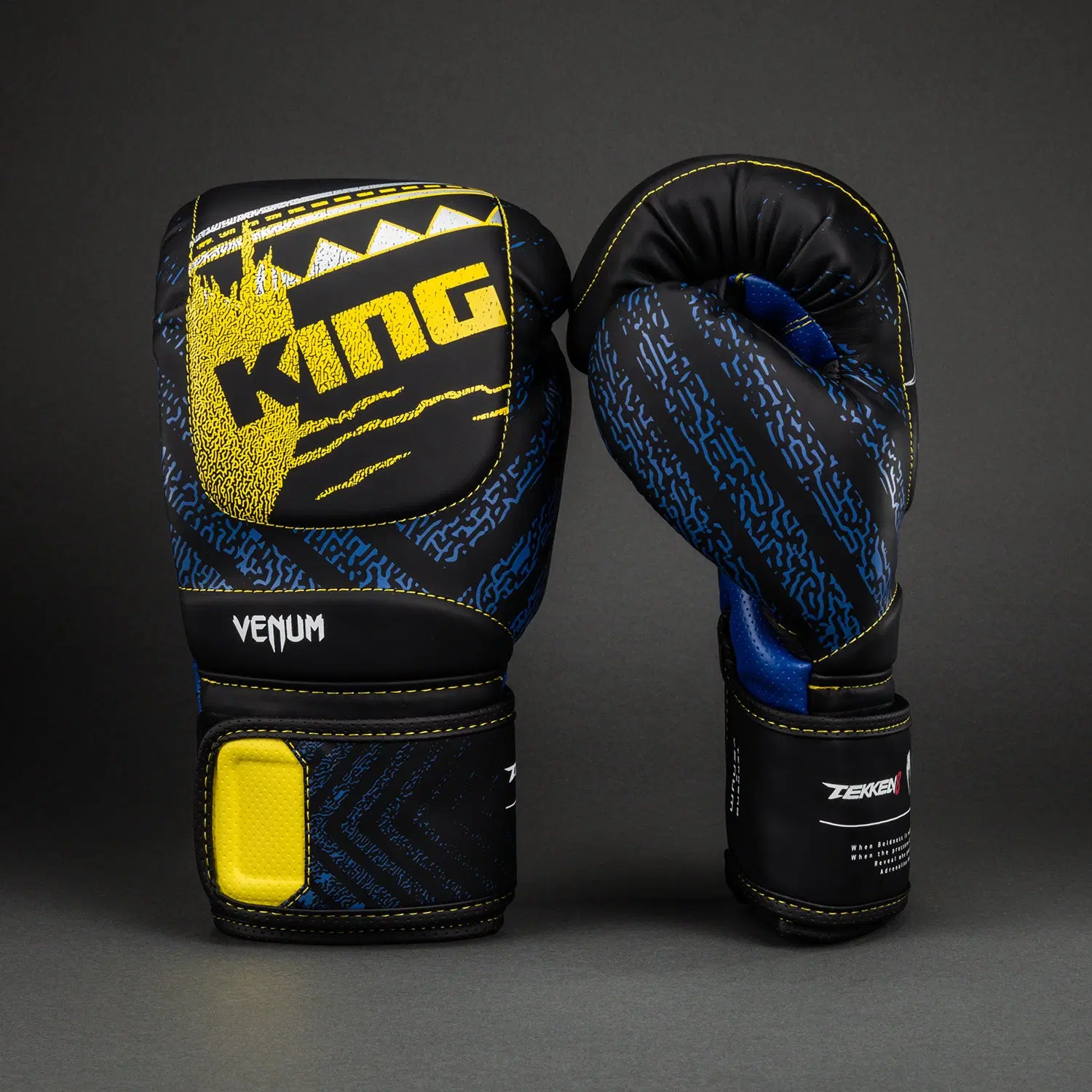 Venum x TEKKEN 8 Boxing Gloves - King - Black/Yellow, преден изглед