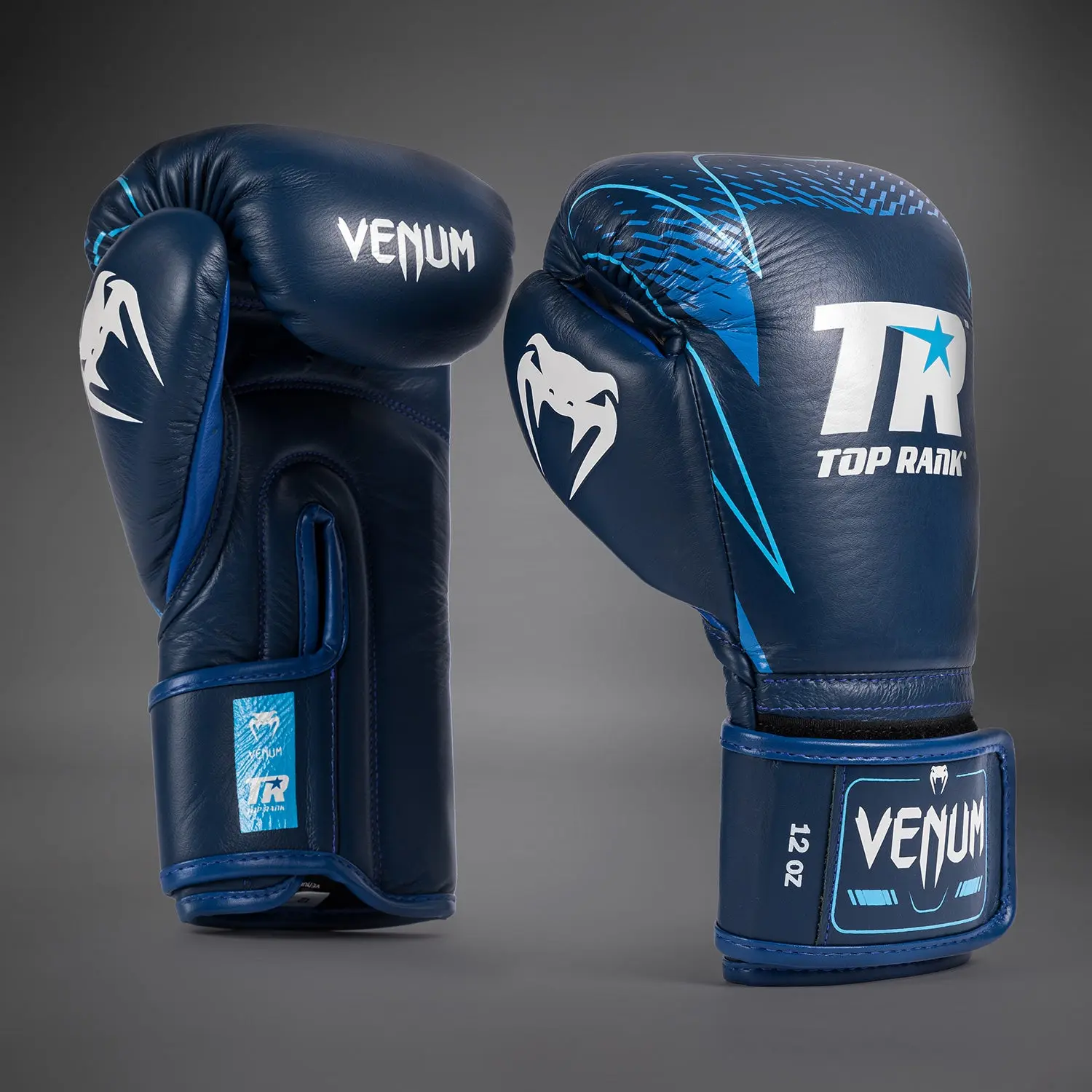 Venum x Top Rank Original Hammer Boxing Gloves - Navy Blue изглед отстрани