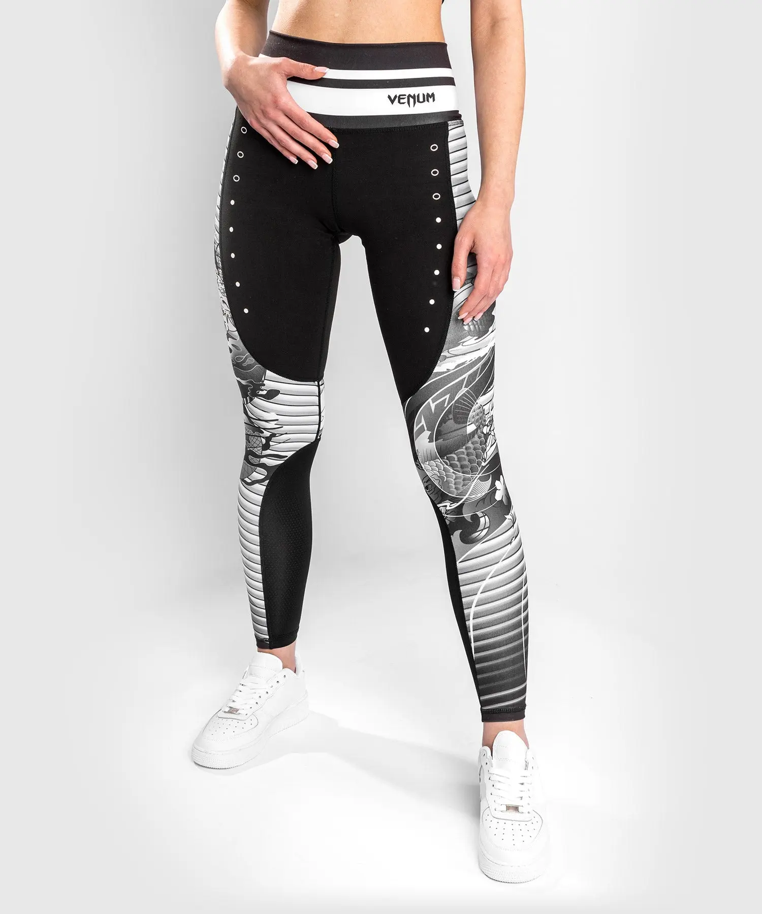 Къс клин - Venum No Gi Vale Tudo Shorts - Black/ White, женски, преден изглед