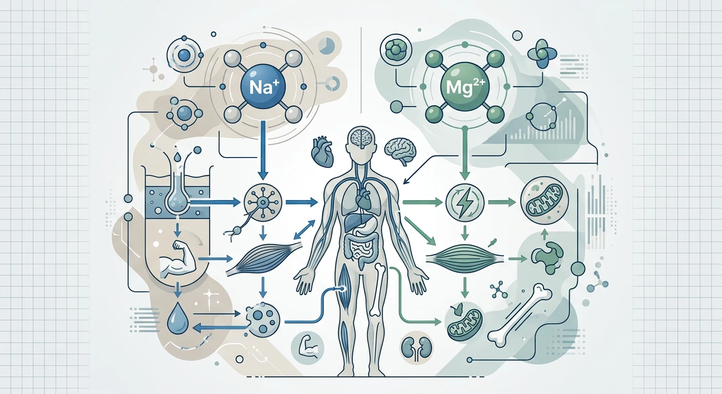 Ilustrație a rolului sodiului și magneziului în celula musculară