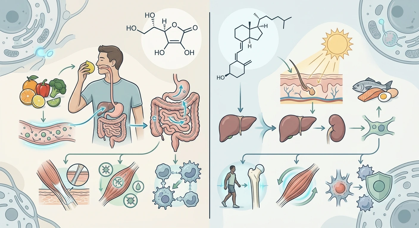Mechanism of action of Vitamin C and D
