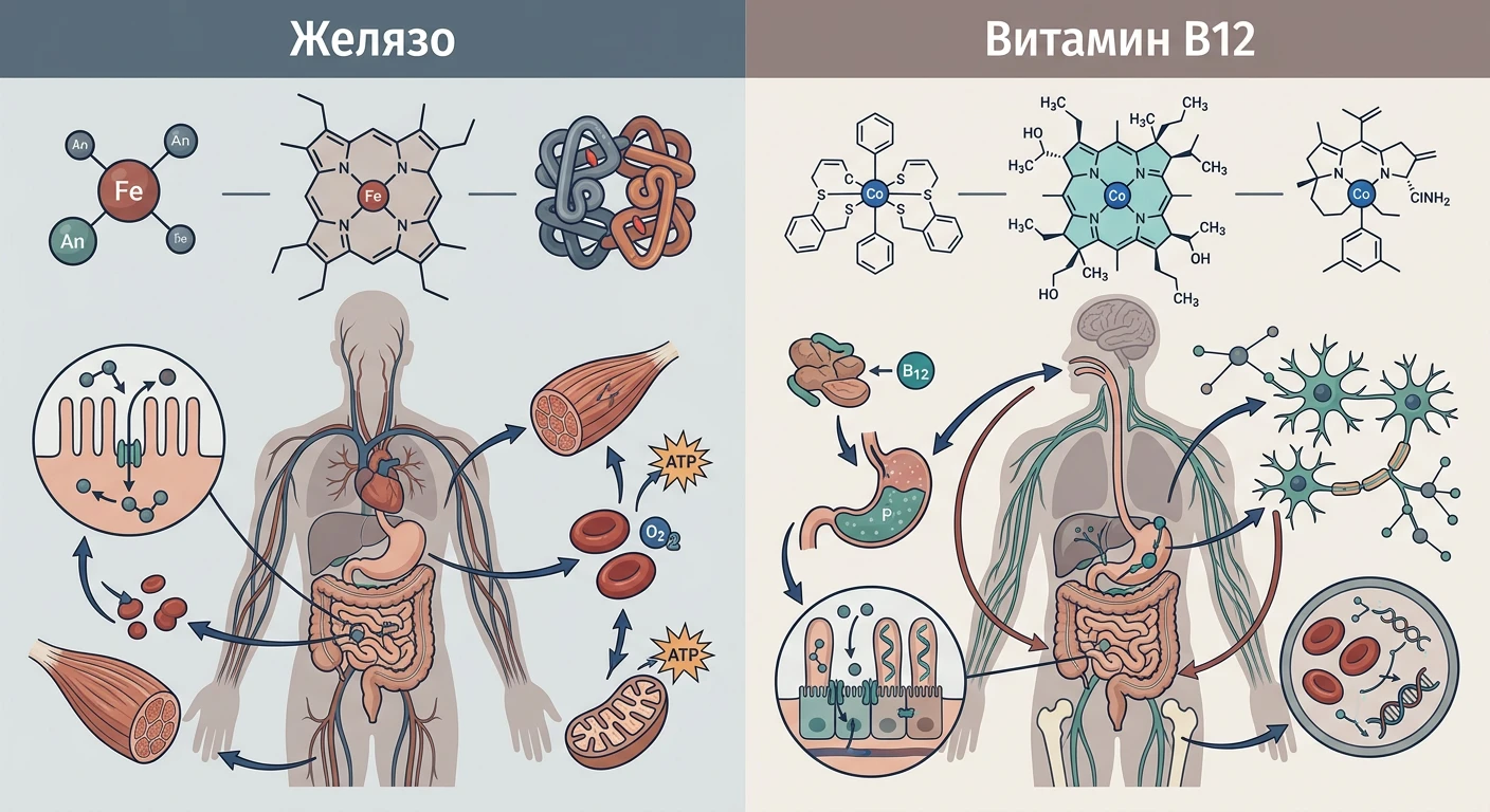 Demir ve B12 Vitamininin Etki Mekanizması Karşılaştırması