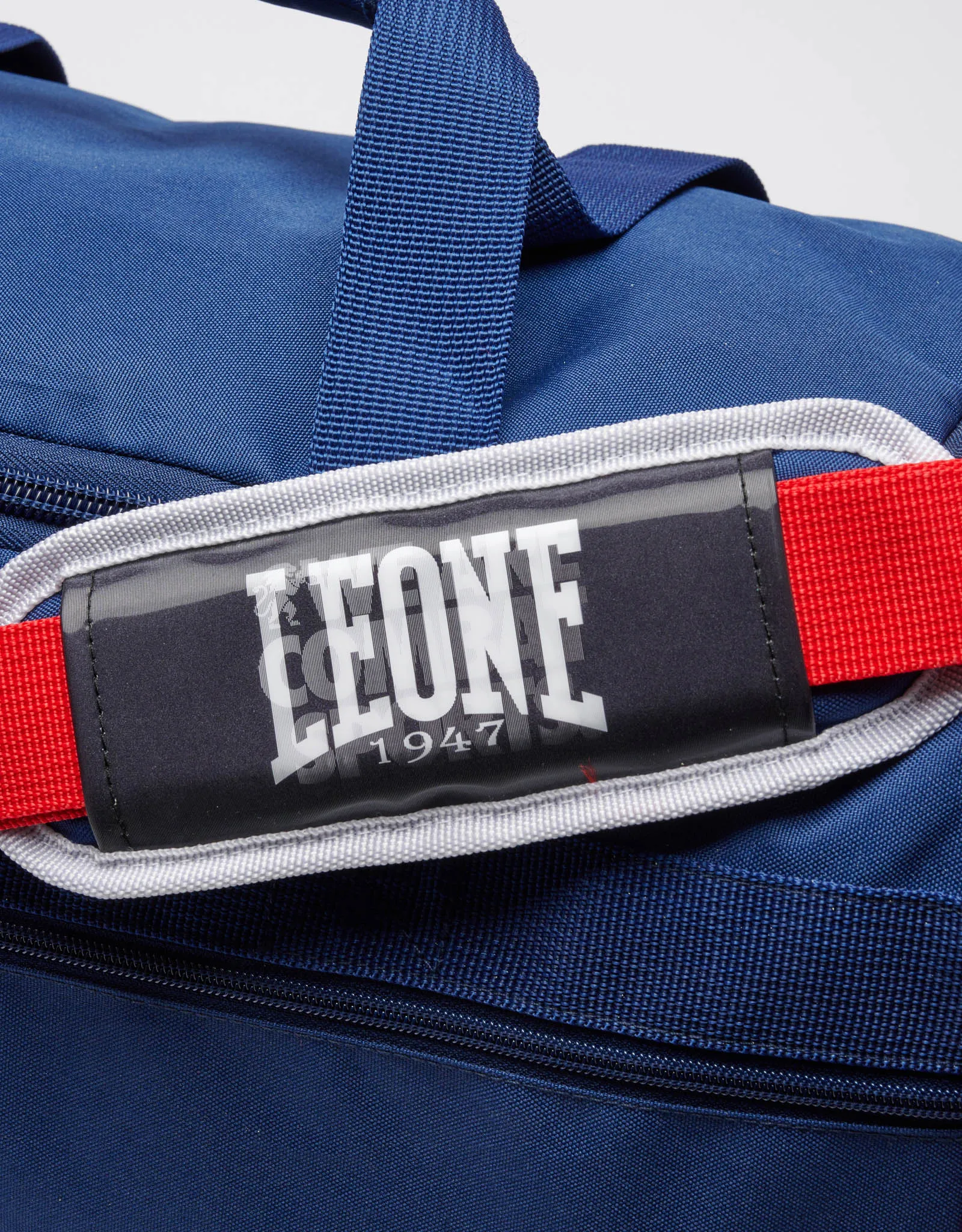 Leone 1947 Color Block Duffel Bag - Blue детайл на надписа Leone