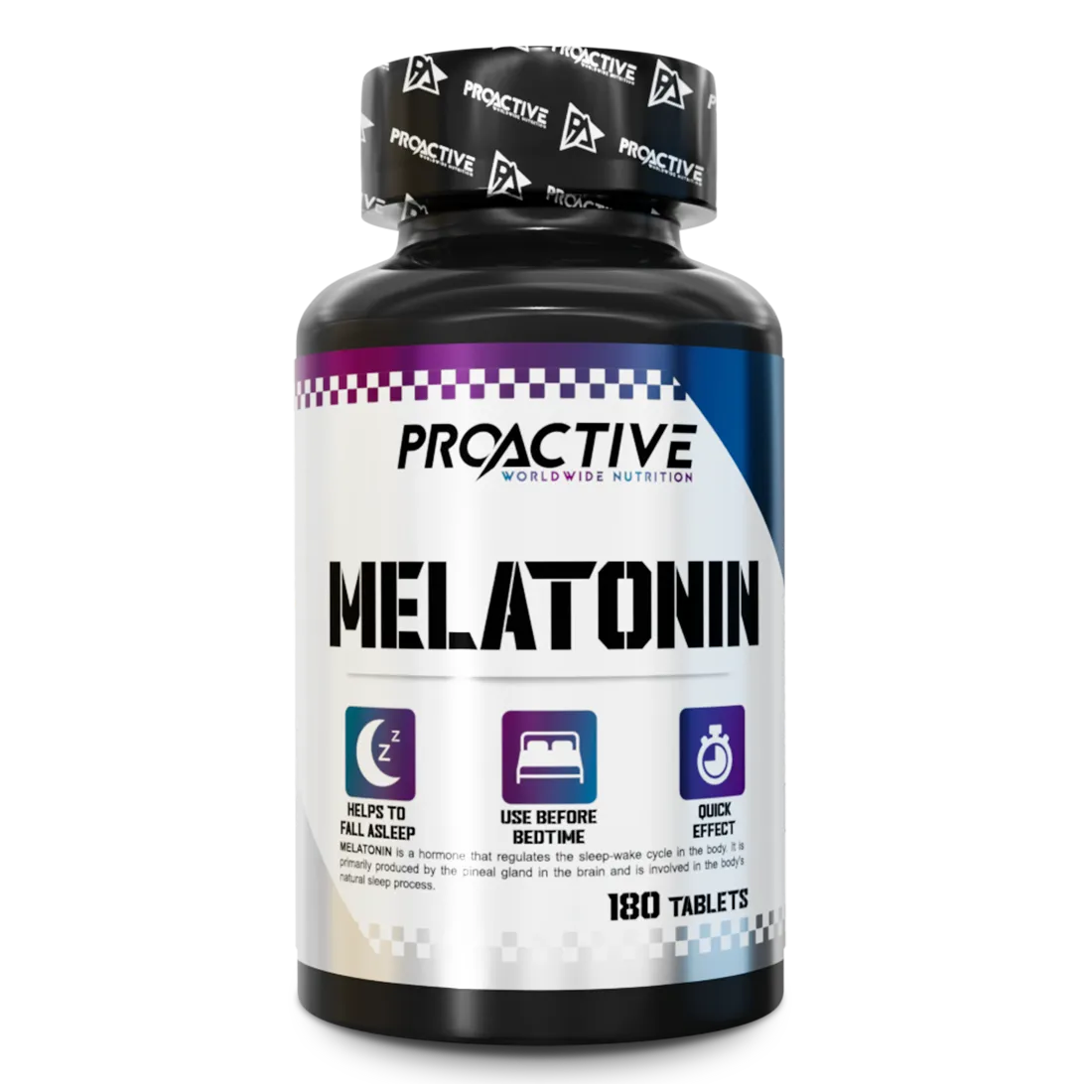 ProActive Melatonin 180 tabs преден изглед с етикет