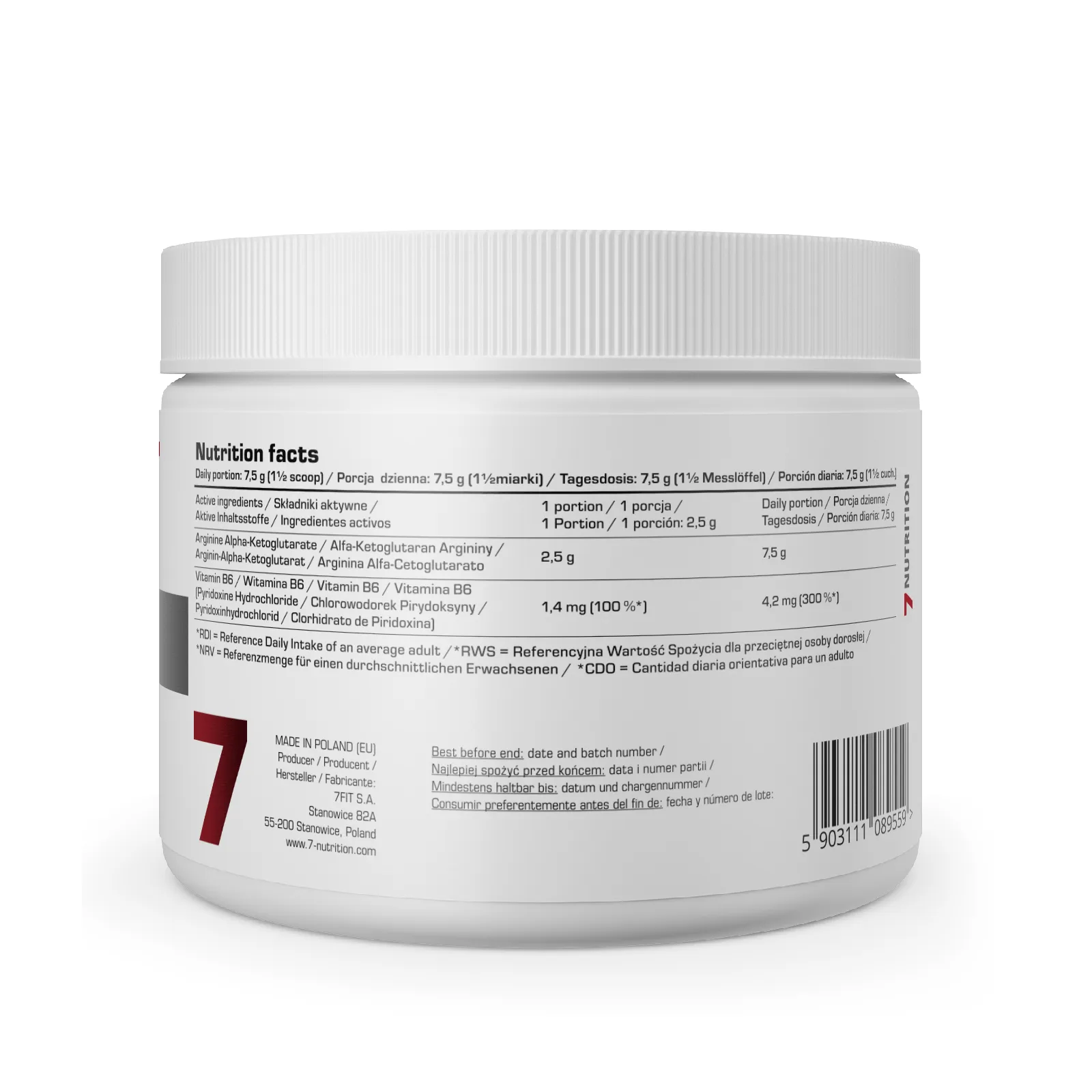 7Nutrition - AAKG 250g хранителни факти