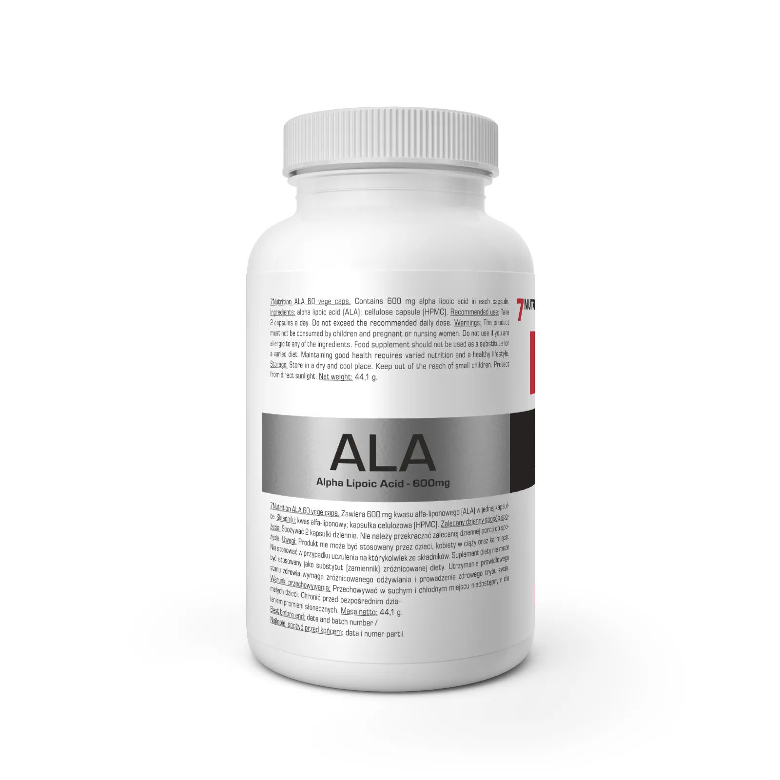 7Nutrition - ALA 60 vege caps, информация на етикета