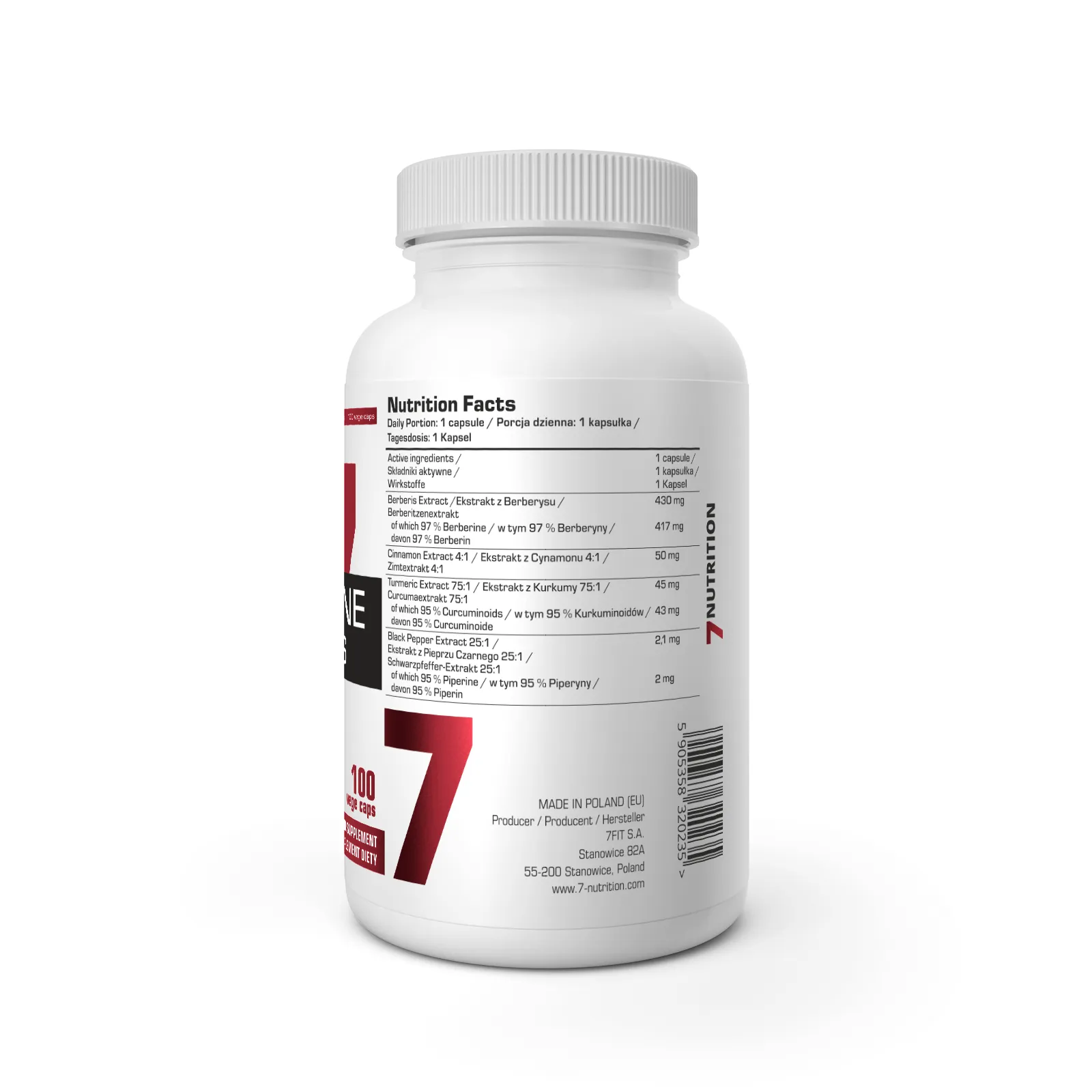 7Nutrition - BERBERINE HCL PLUS 100 vege caps