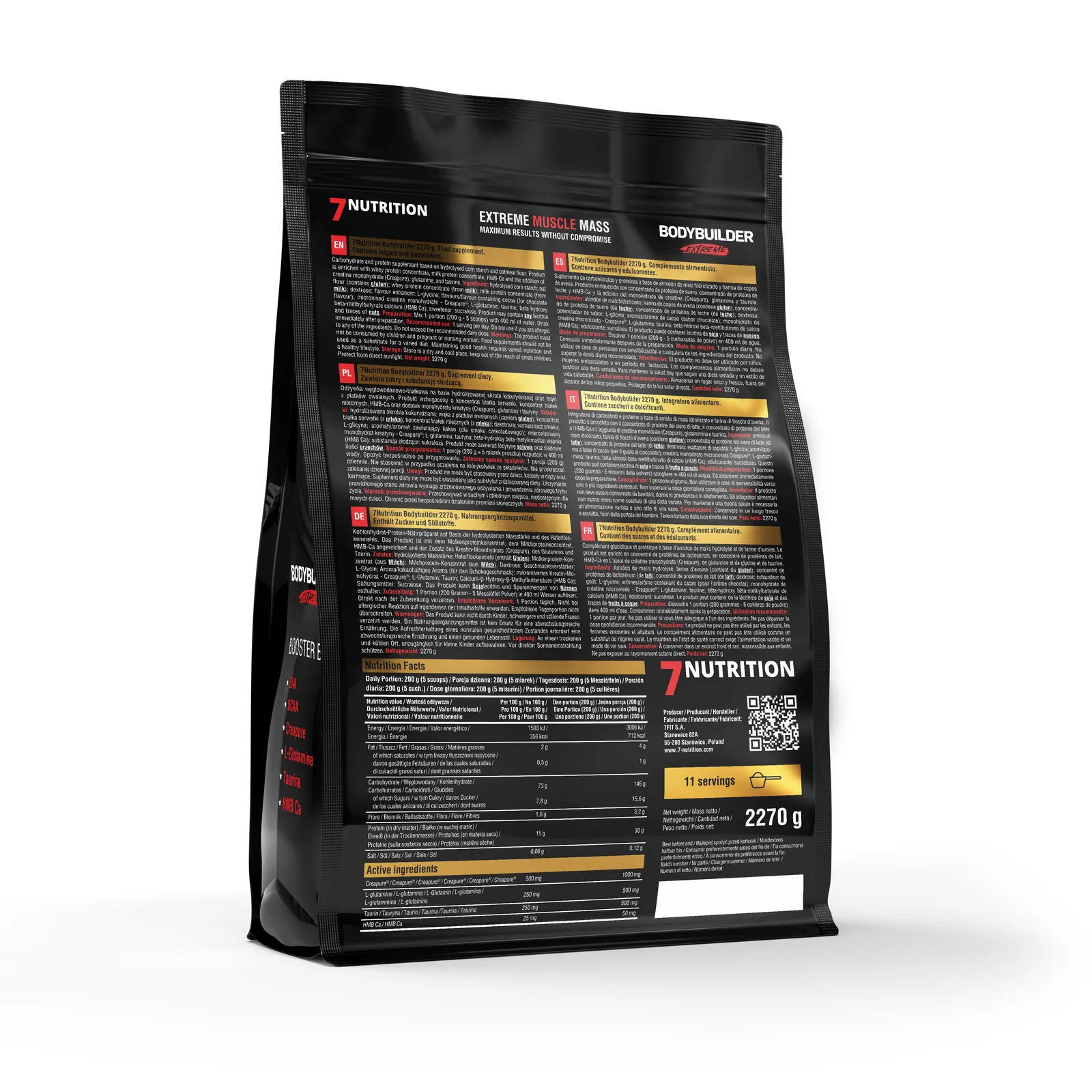 7Nutrition - Bodybuilder EXTREME 2270g етикет и хранителна информация