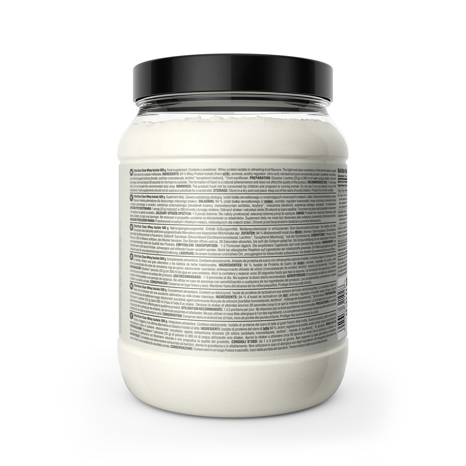 7Nutrition - Clear Whey Isolate 500g информационен етикет на английски