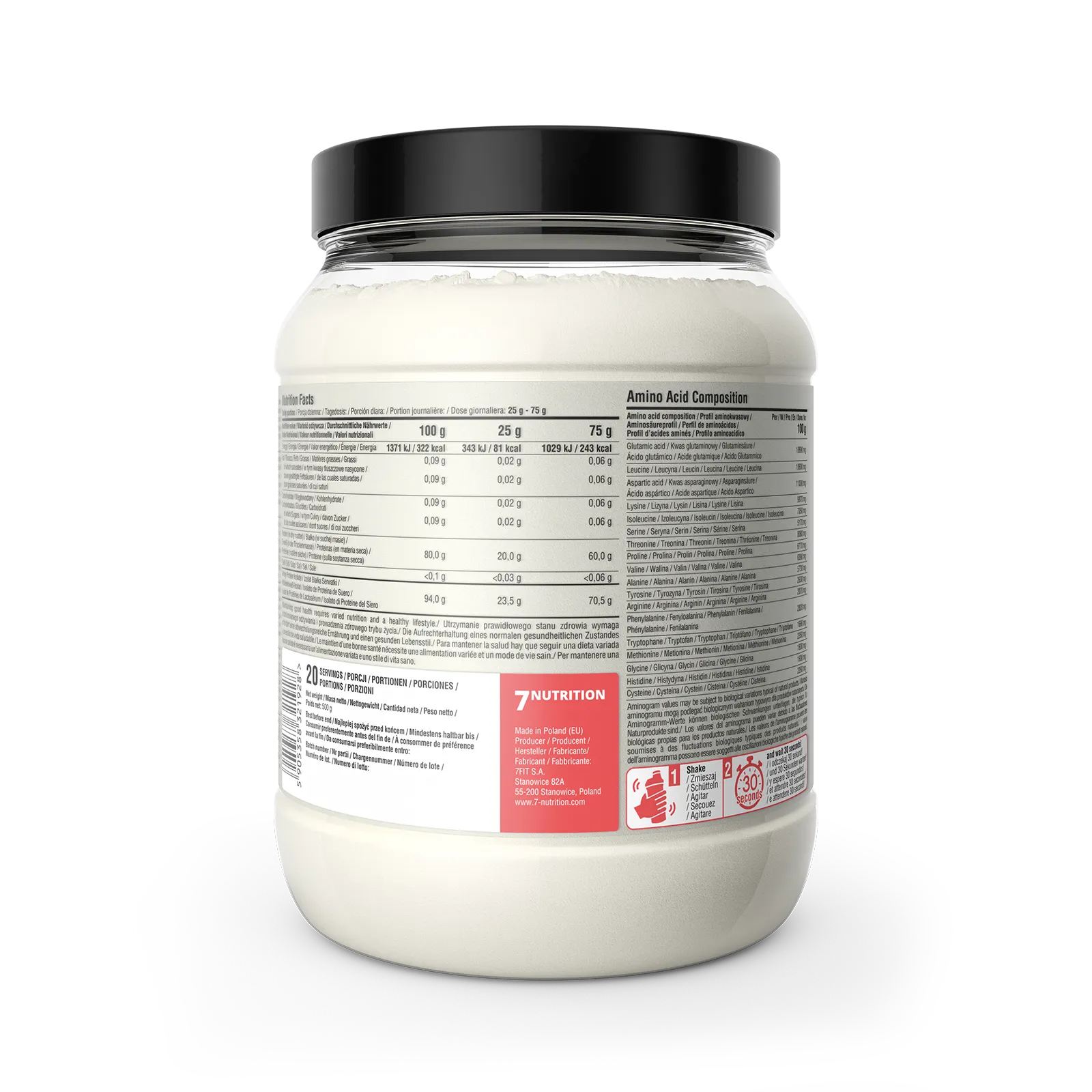 7Nutrition - Clear Whey Isolate 500g информация за състава на няколко езика