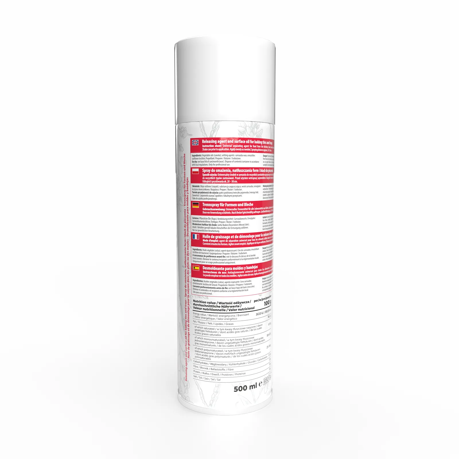 7Nutrition - Cooking Spray 500ml заден изглед на опаковката