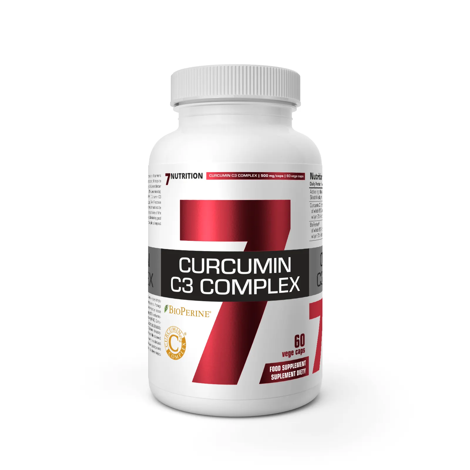 7Nutrition - Curcumin C3 60 vege caps, етикет на опаковката