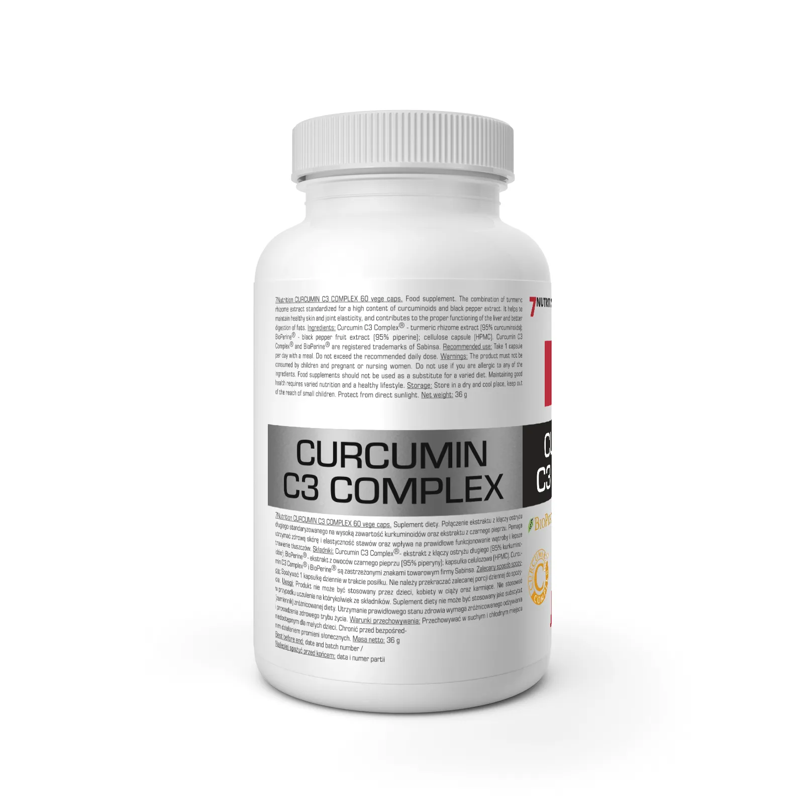7Nutrition - Curcumin C3 60 vege caps, хранителна таблица