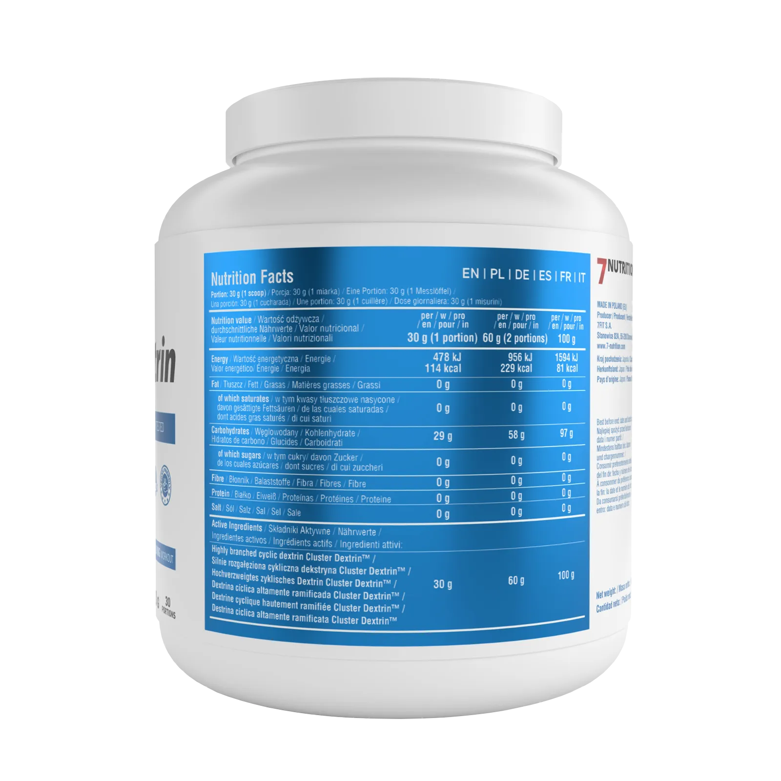 7Nutrition - CYCLIC DEXTRIN 900G хранителна таблица
