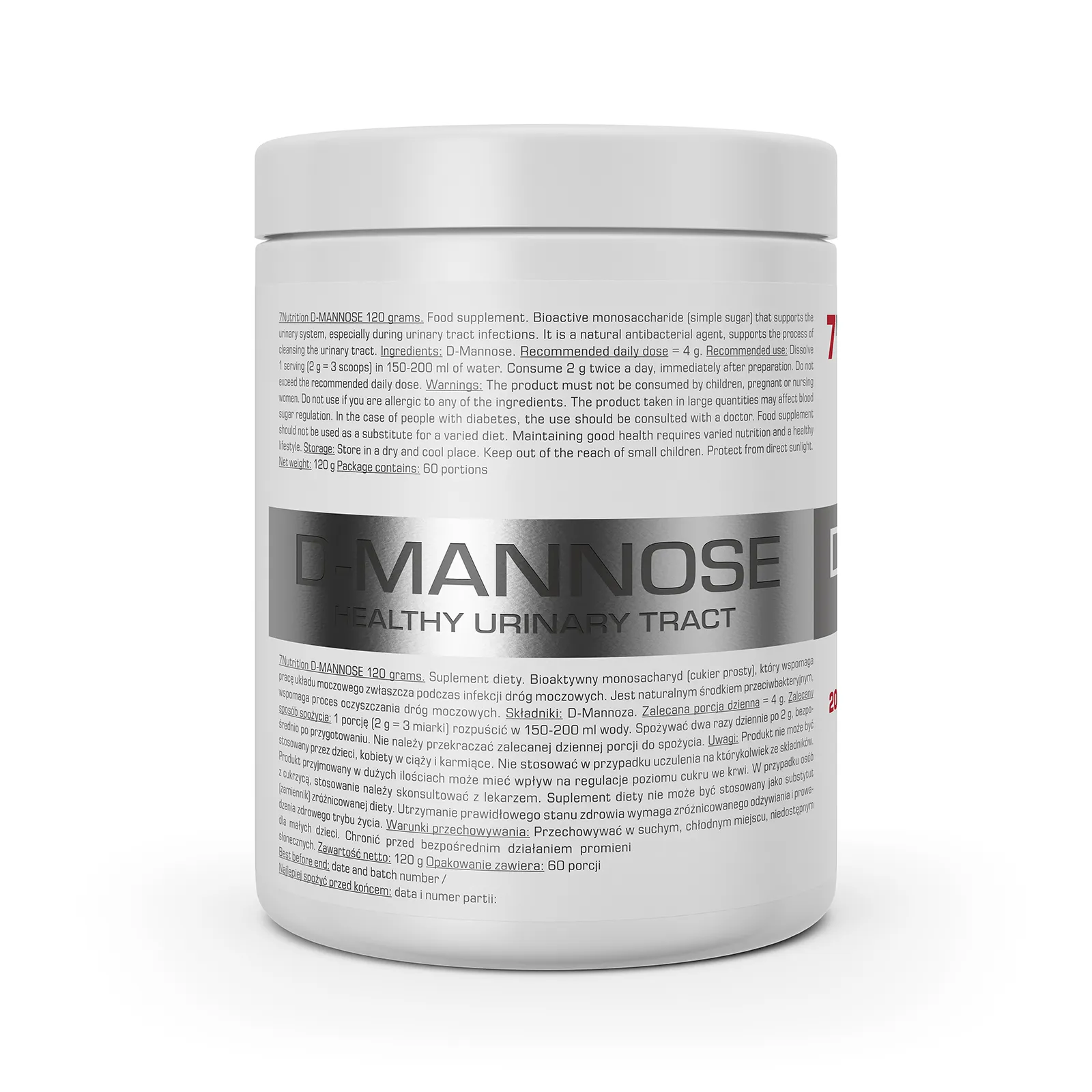 7Nutrition - D-MANNOSE 120G етикет с информация за продукт