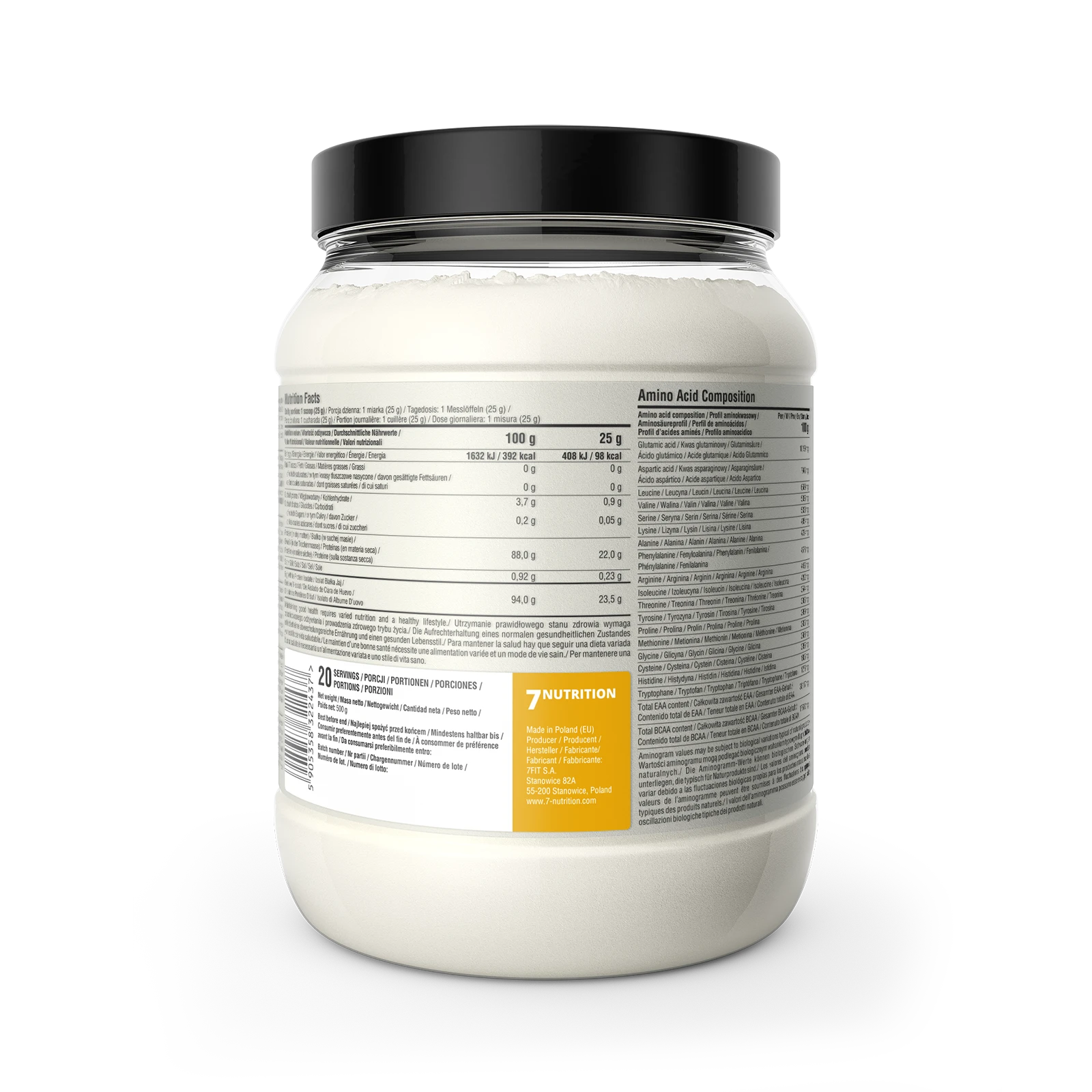 7Nutrition - Egg Protein Isolate 500g Crema Catalana етикет със съставки и информация