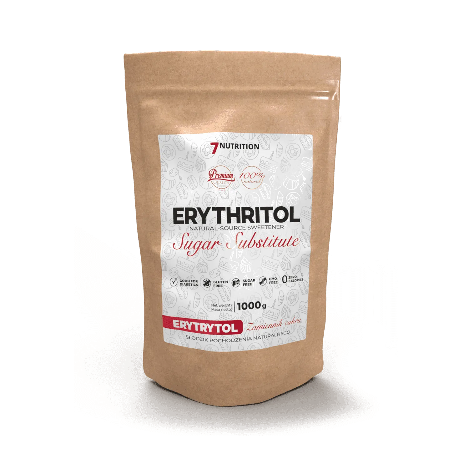 7Nutrition - ERYTHRITOL 1000G преден план на опаковката