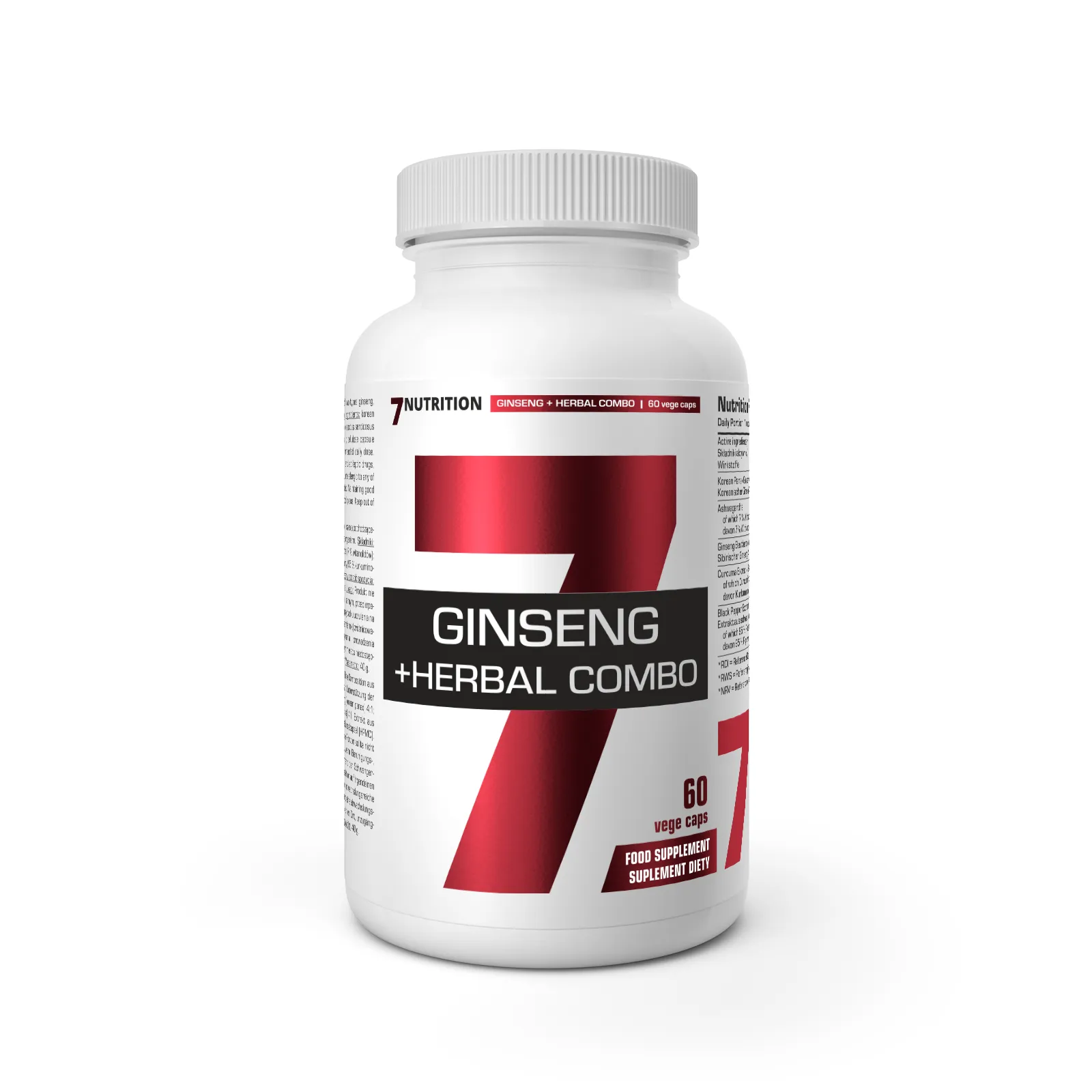 7Nutrition - Ginseng+ Herbal Combo 60 vege caps страничен изглед към етикета