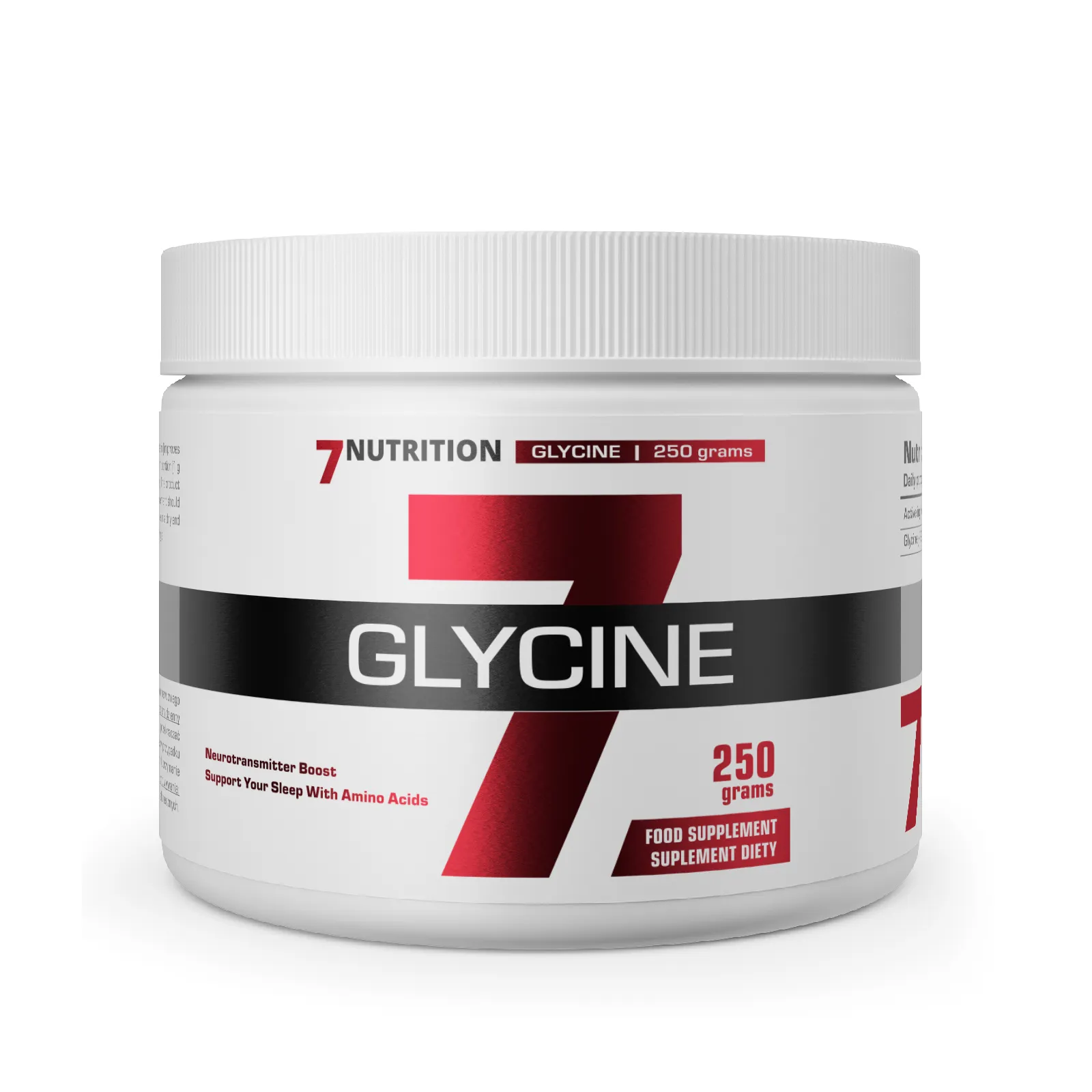 7Nutrition - GLYCINE 250G PURE етикет с информация за продукта