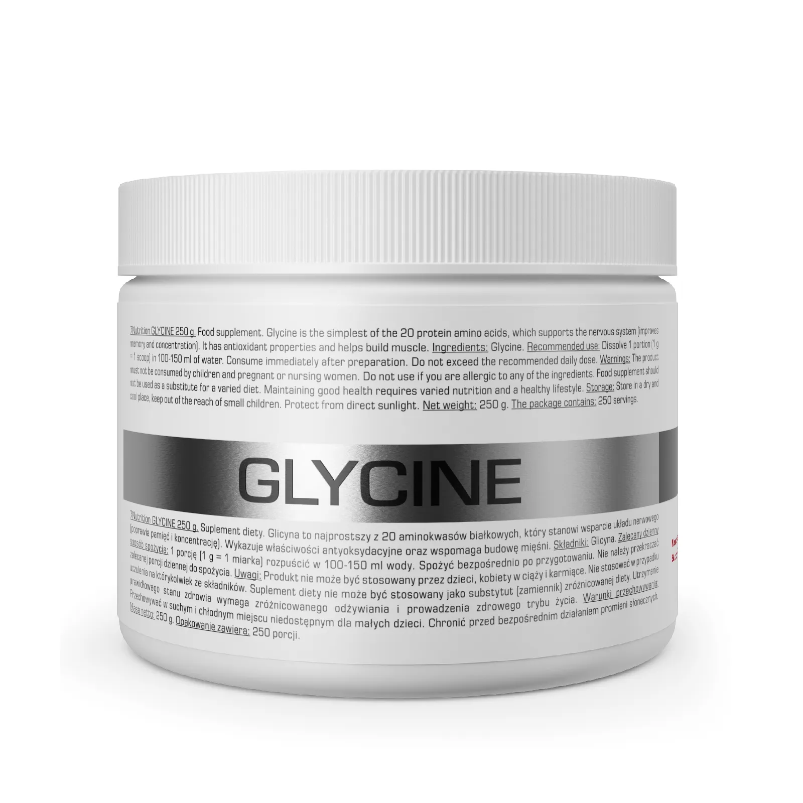 7Nutrition - GLYCINE 250G PURE информация за хранителните стойности
