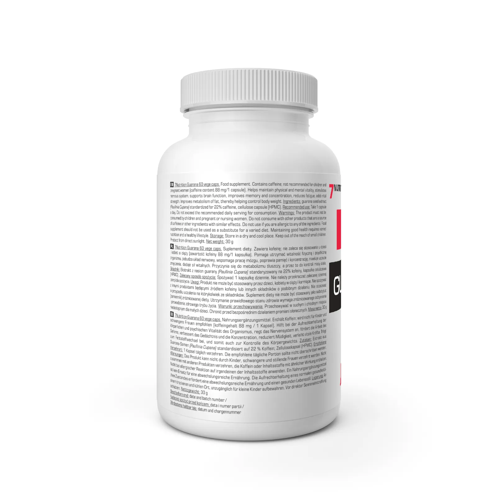 7Nutrition - GUARANA 60 CAPS, хранителна таблица