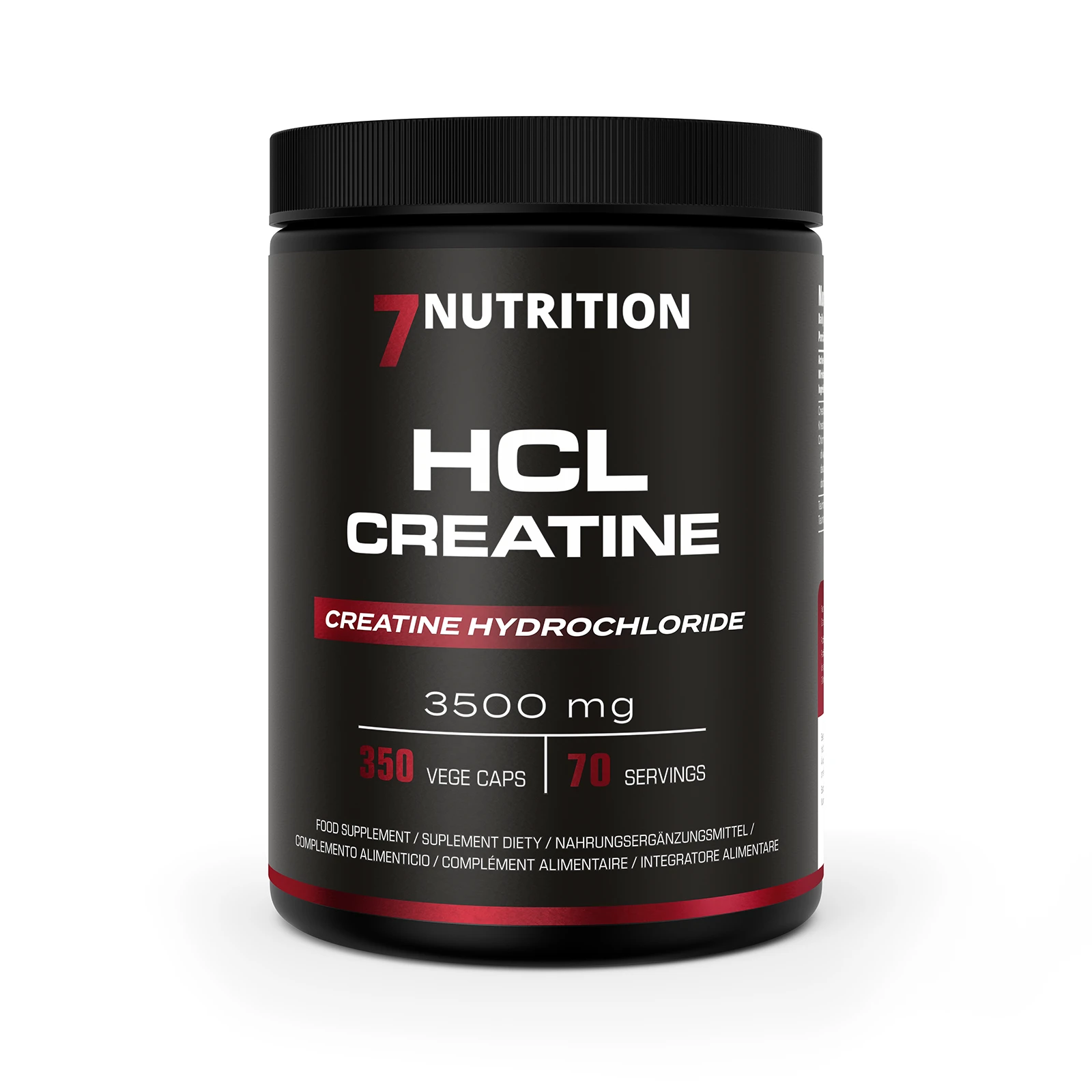 7Nutrition - HCL Creatine 350 vege caps, преден изглед на опаковката