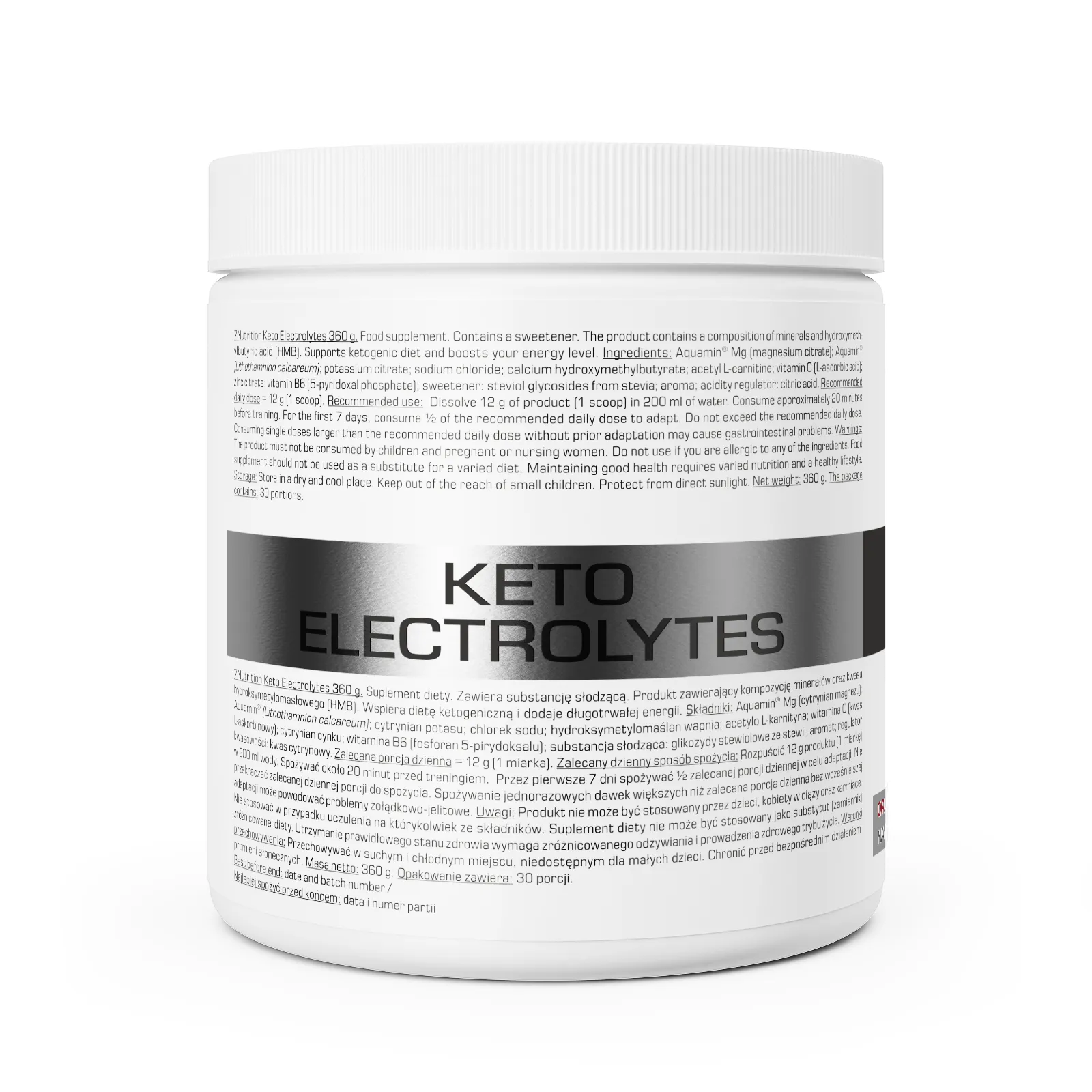 7Nutrition - KETO ELECTROLYTES 360g портокалов вкус страничен изглед с информация