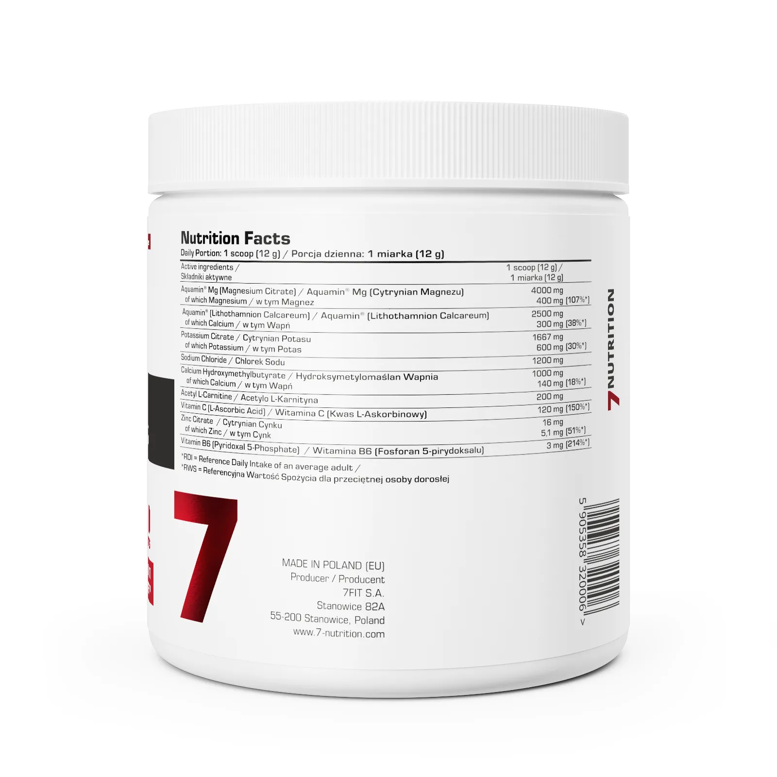 7Nutrition - KETO ELECTROLYTES 360g портокалов вкус етикет хранителни факти