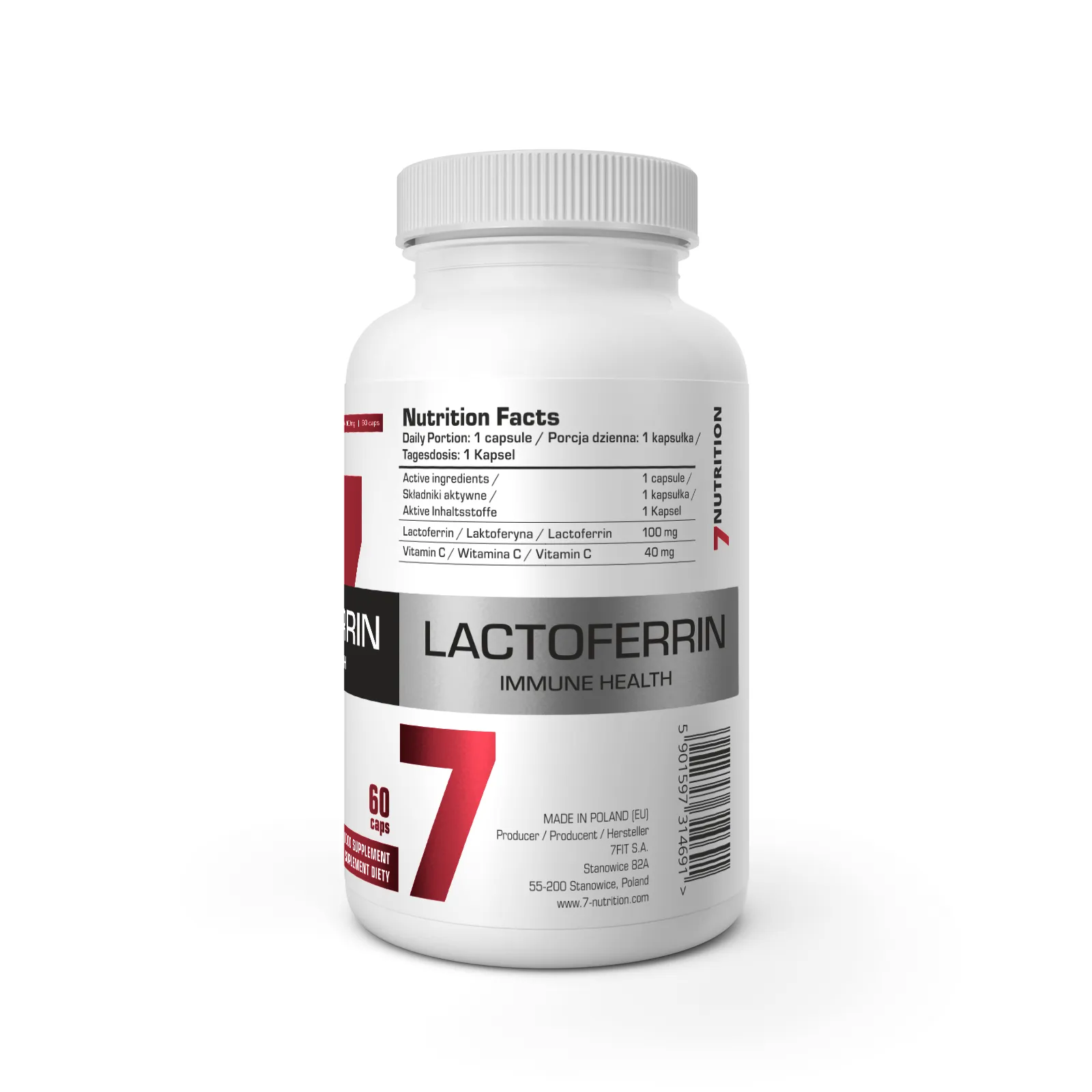7Nutrition - LACTOFERRIN 60 caps етикет заден изглед