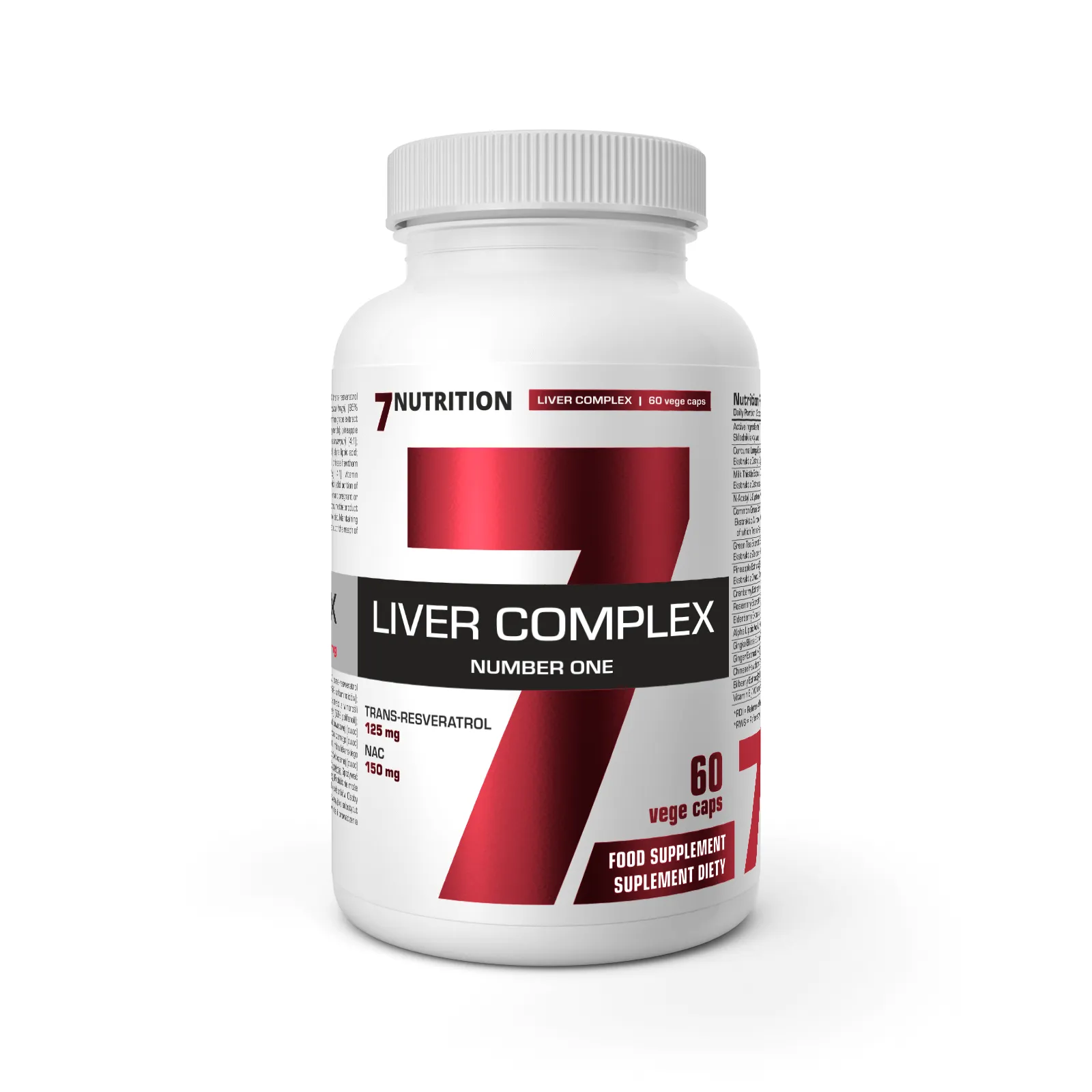 7Nutrition - LIVER COMPLEX 60 vege caps етикет с информация за съставките