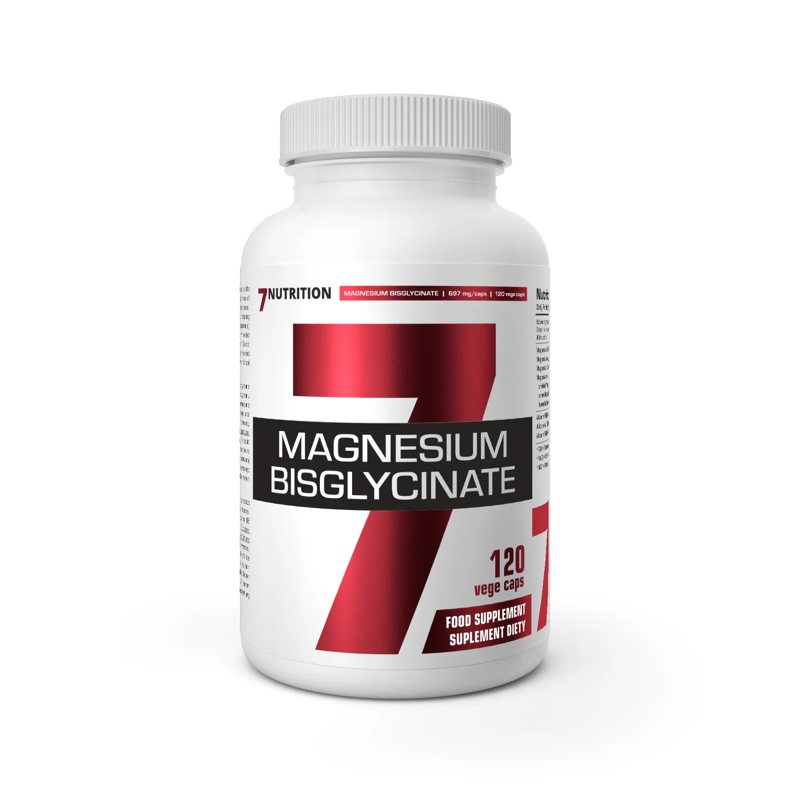 7Nutrition - Magnesium Bisglycinate - 120 vege caps преден изглед на опаковката