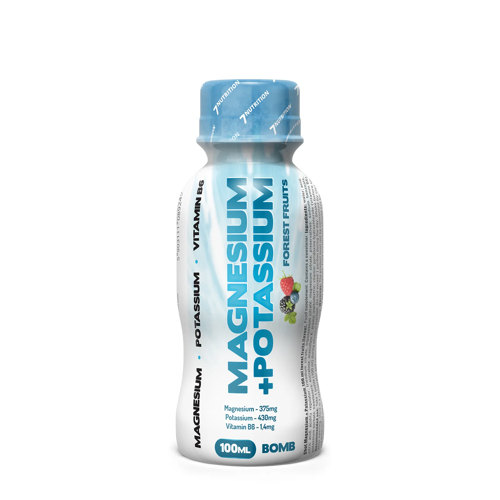 7Nutrition - MAGNESIUM & POTASSIUM 100ml FOREST FRUITS етикет с информация за вкуса и съставките