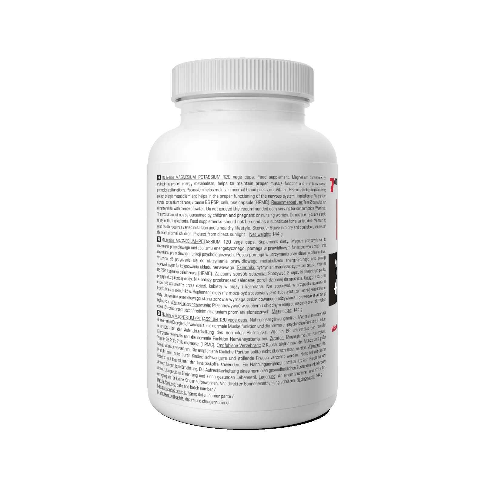 7Nutrition - MAGNESIUM + POTASSIUM - 120 vege caps хранителна таблица