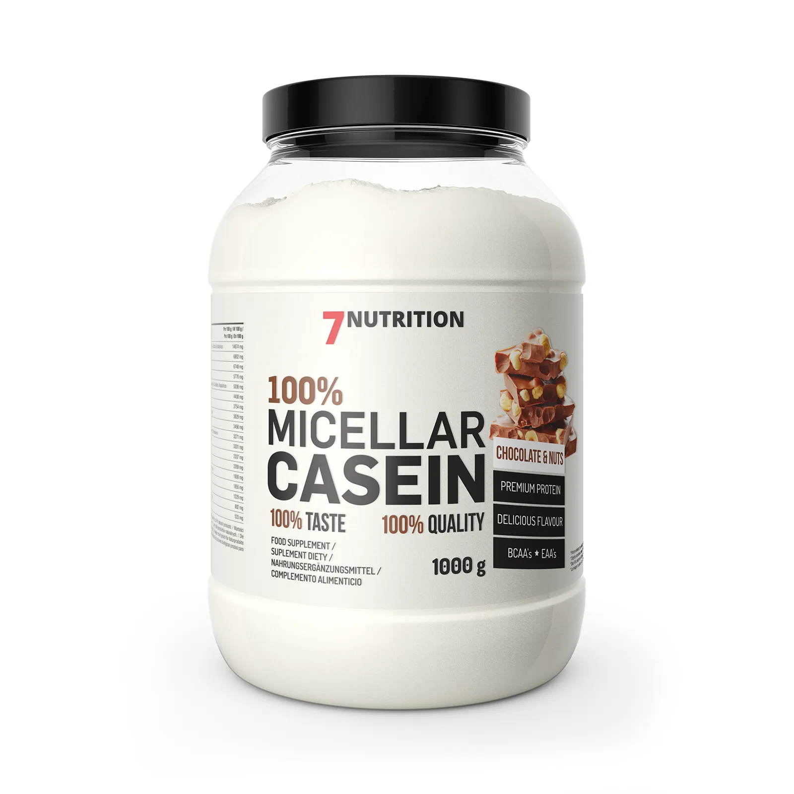 7Nutrition - Micellar Casein 100% 1000g етикет с информация